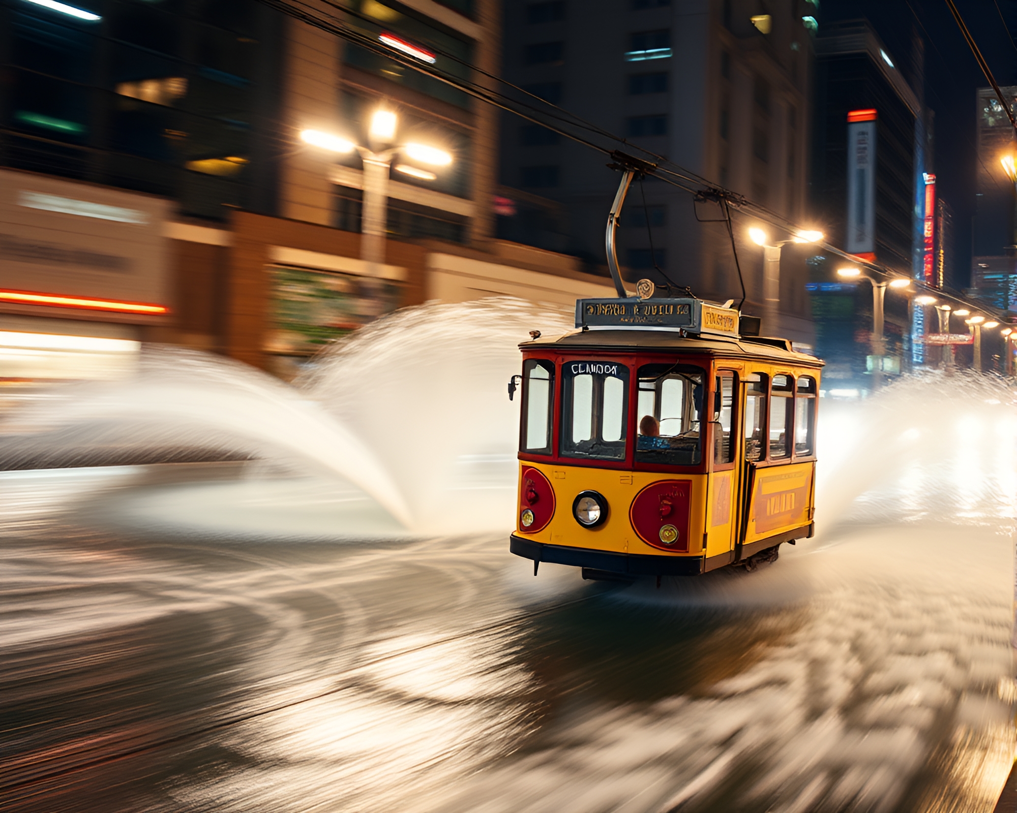 Whirlpool Cable Car Encounter in Bright Midday Hues – free AI stock image