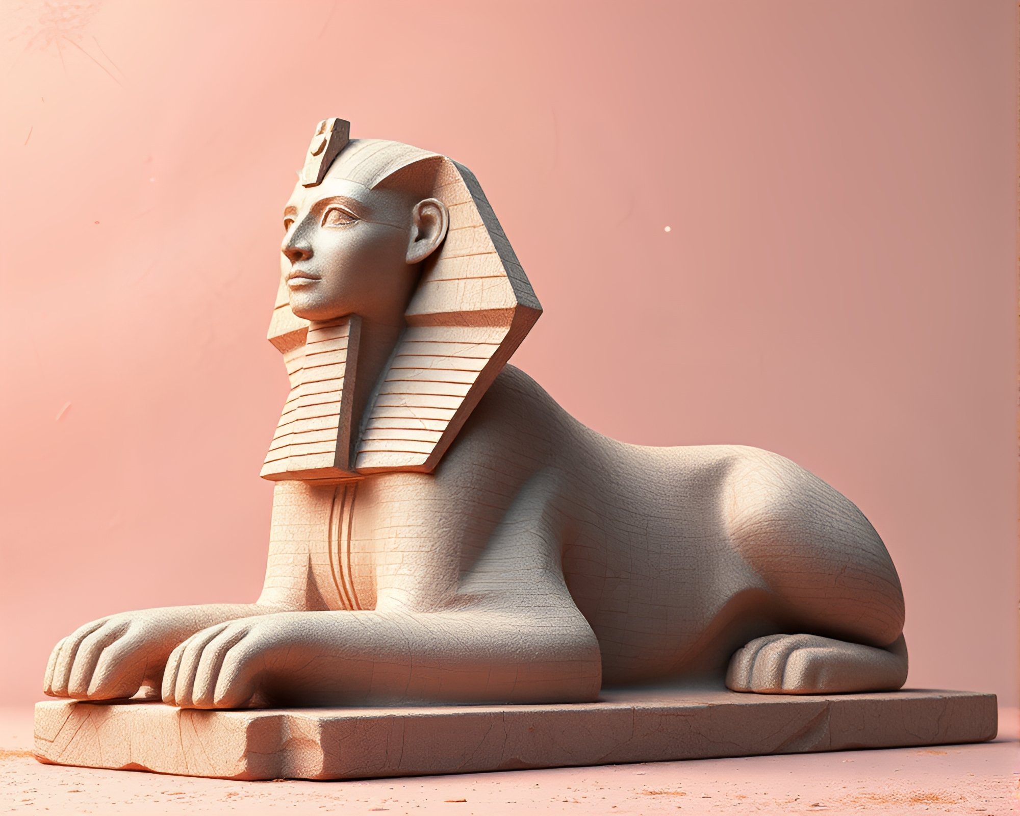 Mystical Sphinx Statue amidst Cosmic Paper Texture – free AI stock image