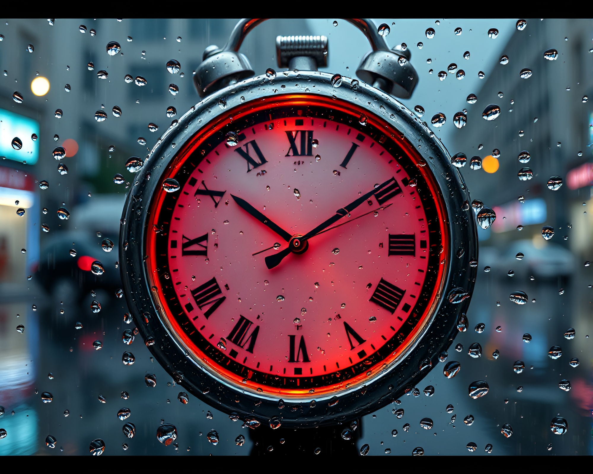 Surrealistic Water Droplets on Chrono Clock – free AI stock image