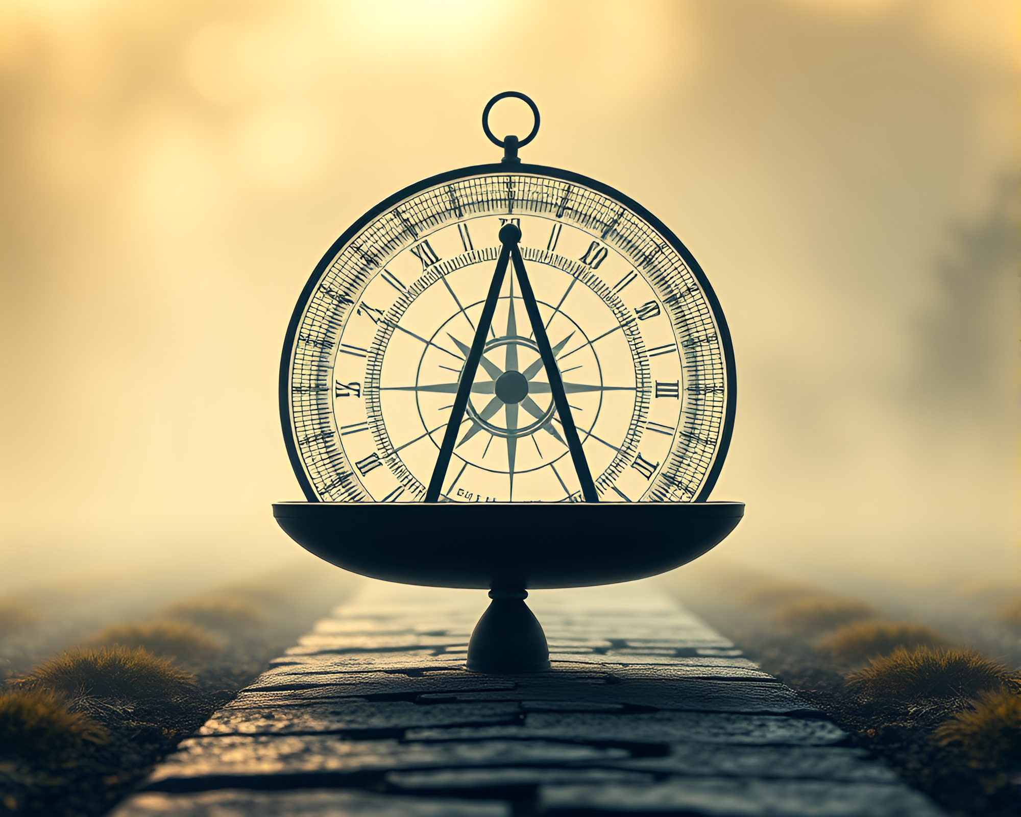 Ethereal Pocket Sundial in Smoky Haze – free AI stock image