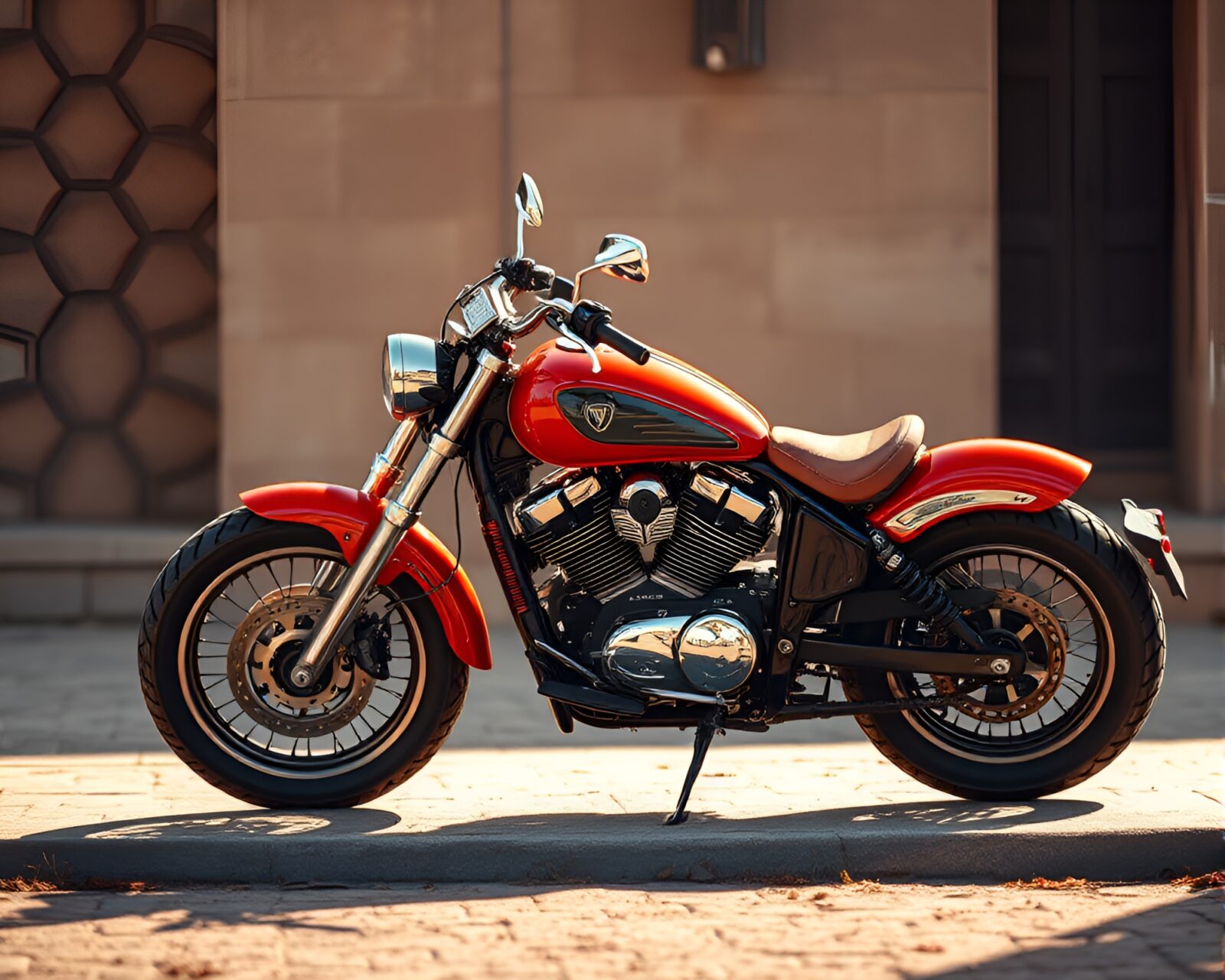 AI-generated styled image of a motorcycle with intricate beadwork accents
