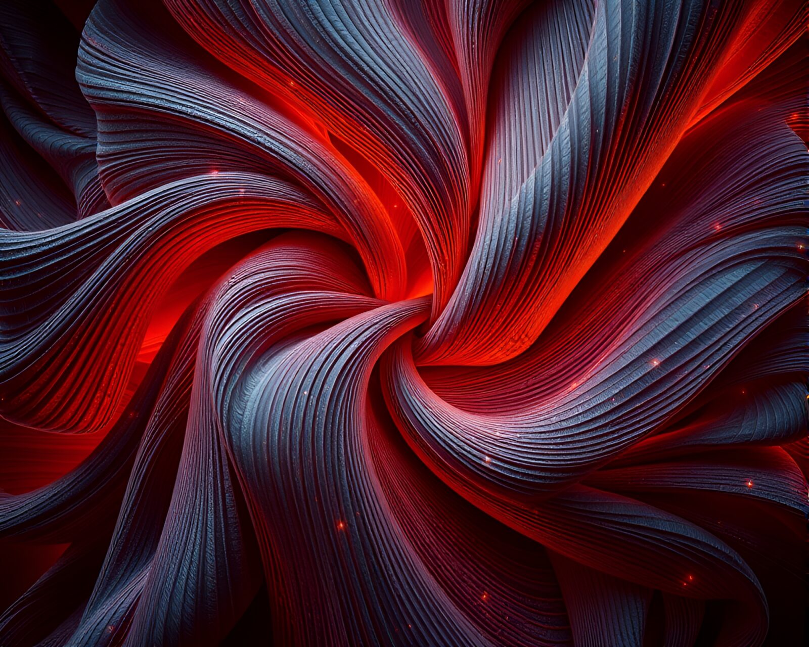 Digital artwork of tessellated fabric folds glowing in fractal light