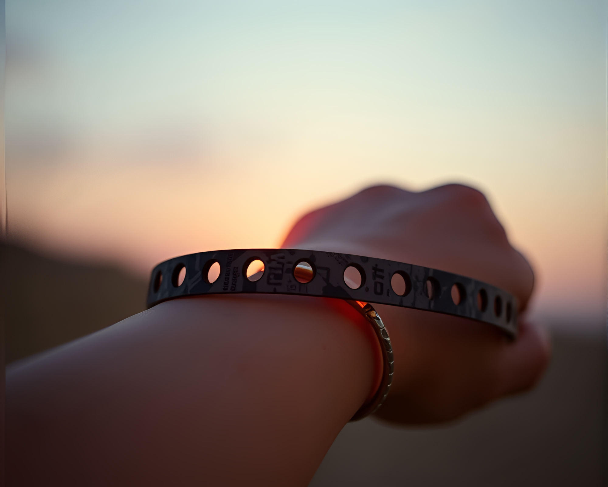 Vintage Film Sprocket Holes Bracelet with Peachy Glow – free AI stock image