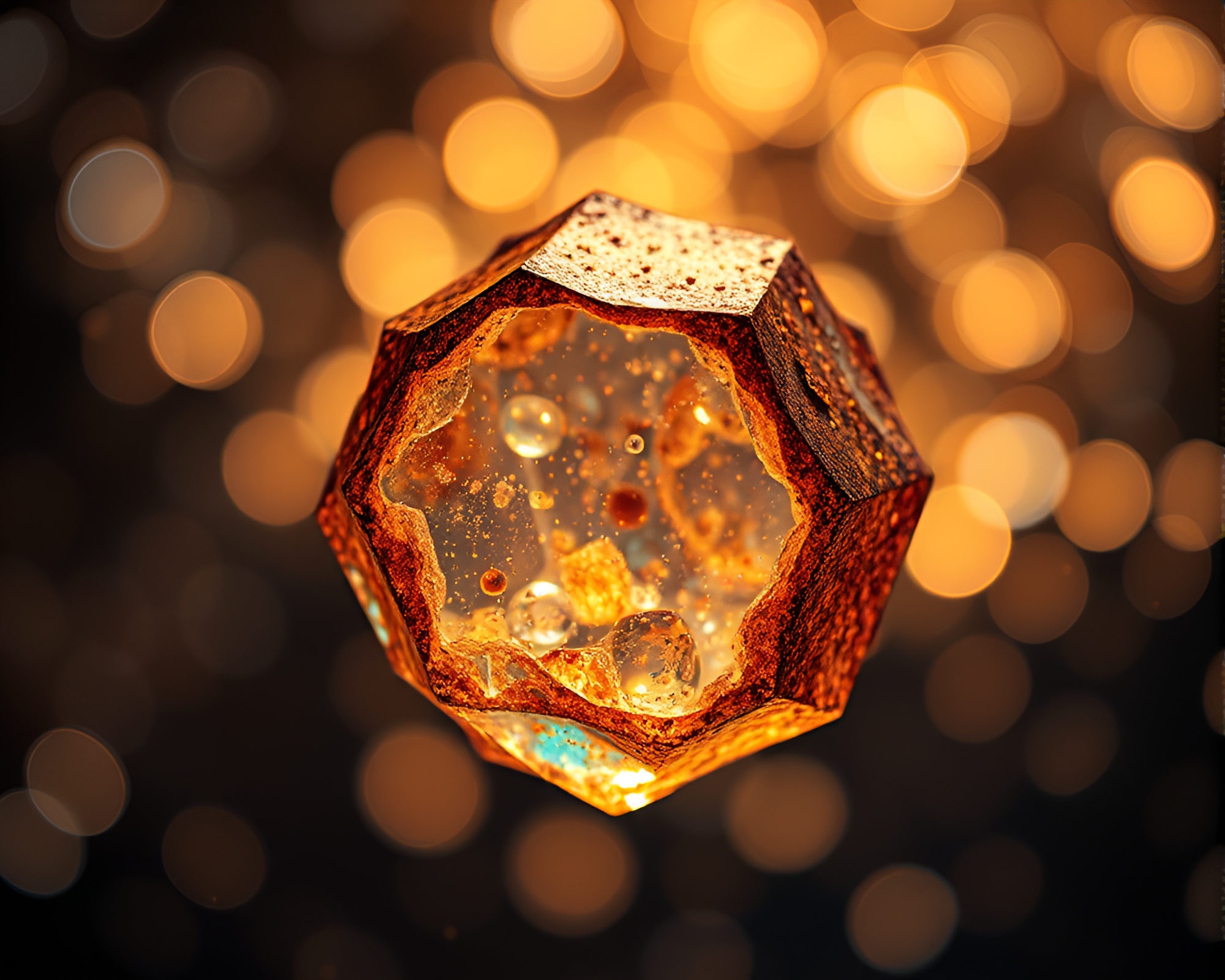 Rust Patina Crystal: Enchanting Bokeh Light Art – free AI stock image