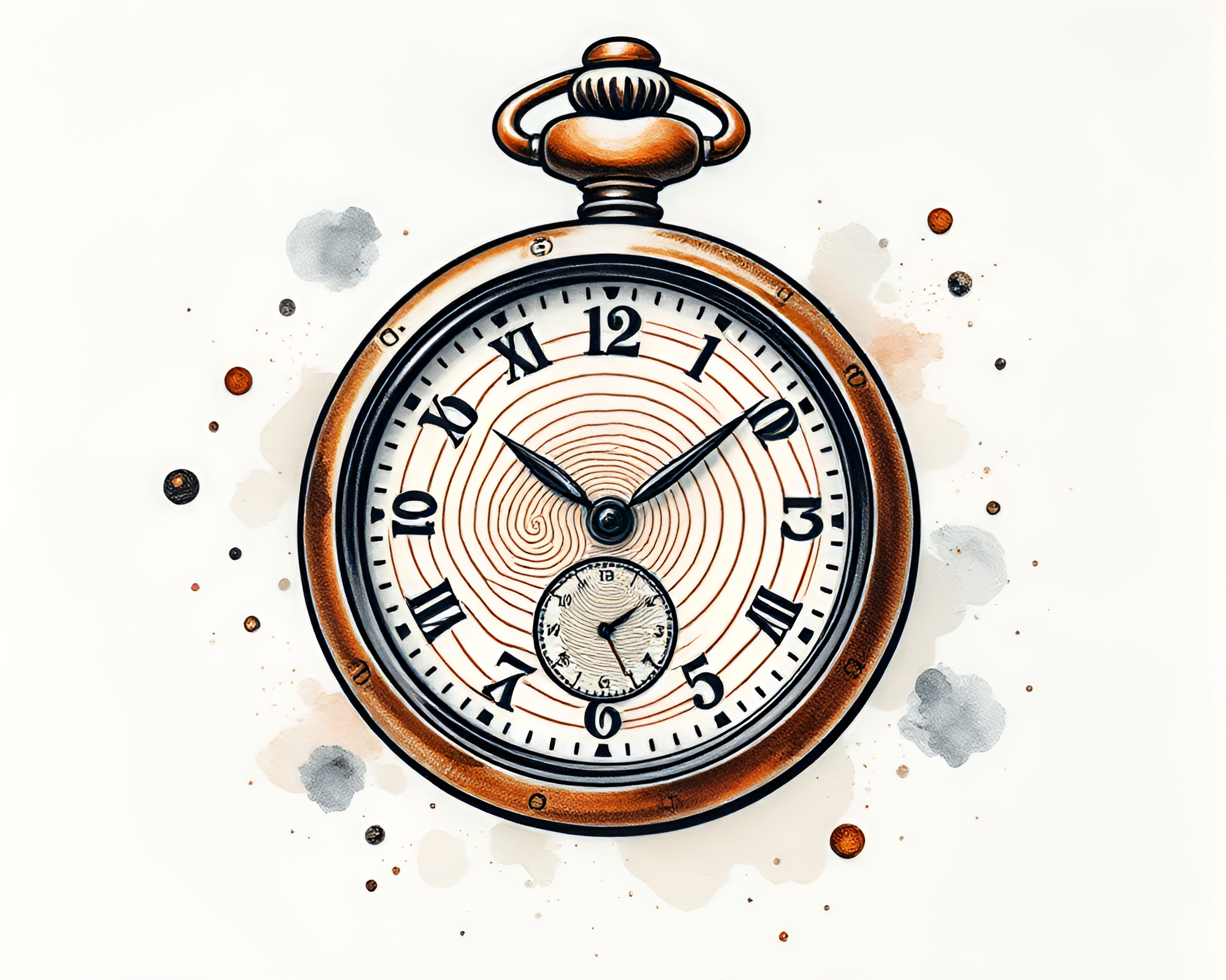 Elegant Pocket Watch Engraved on Wood Grain Background – free AI stock image