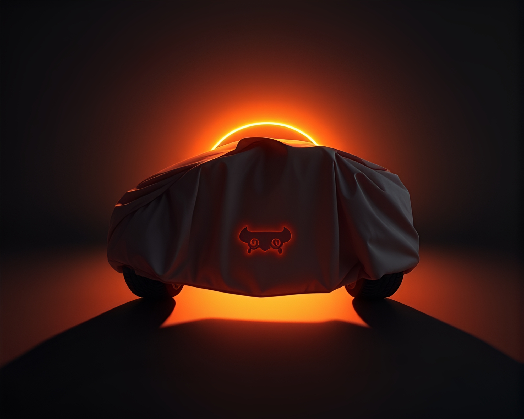 Futuristic Hover Car Under Eclipse Shadows with Fabric Folds – free AI stock image