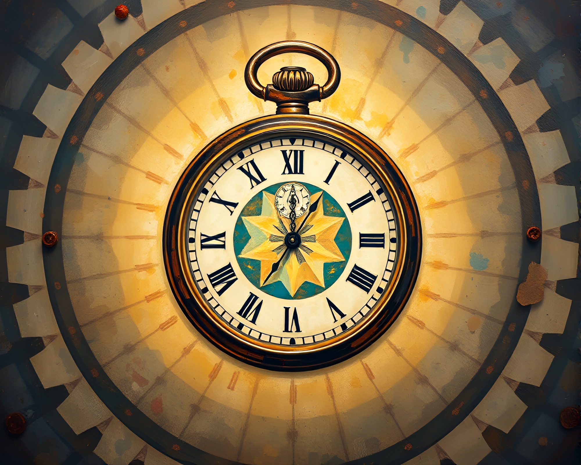 Radiant Pocket Watch in Spotlight Fresco – free AI stock image