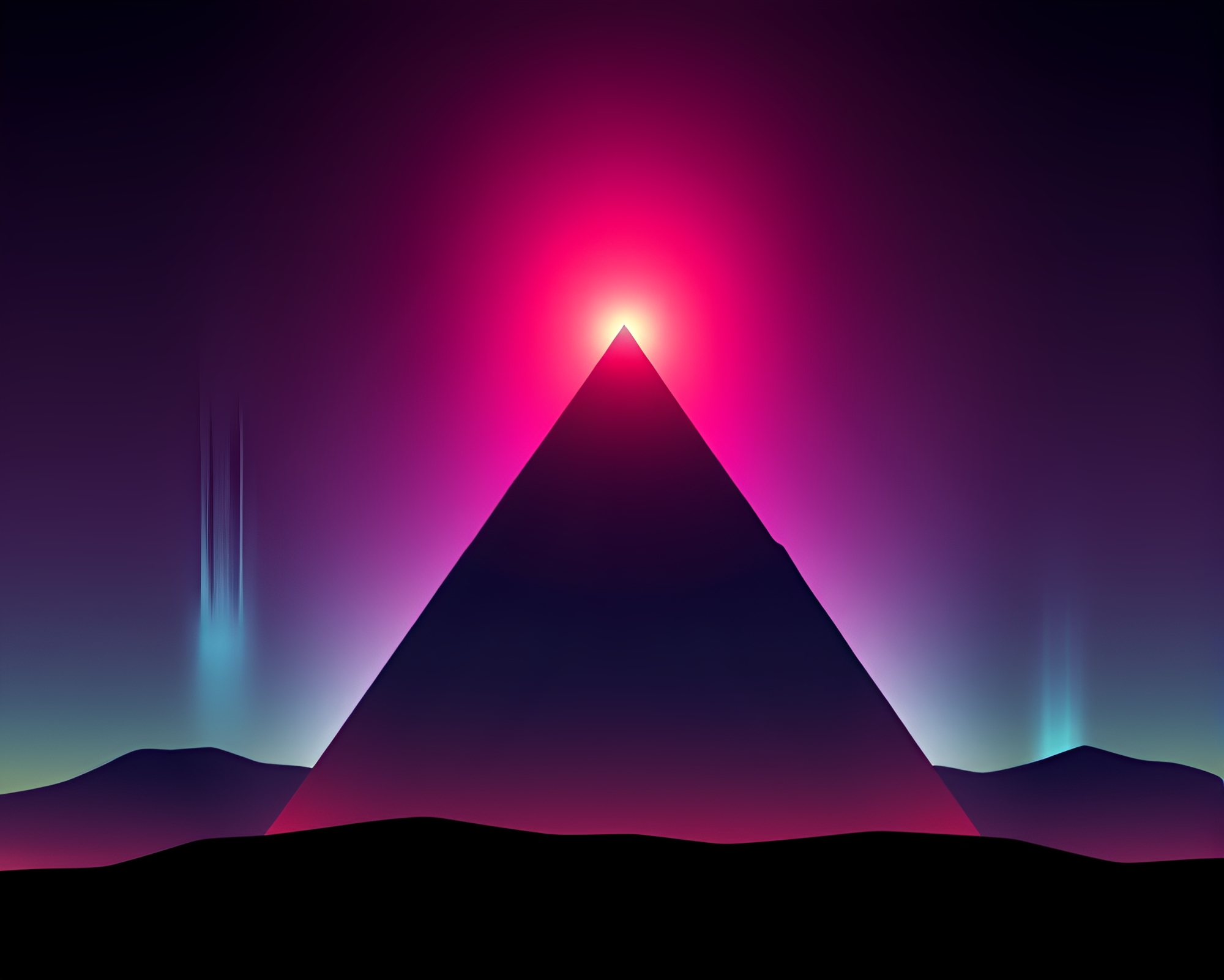 Mystical Pyramid Silhouette in Vibrant Aurora Vector Art – free AI stock image