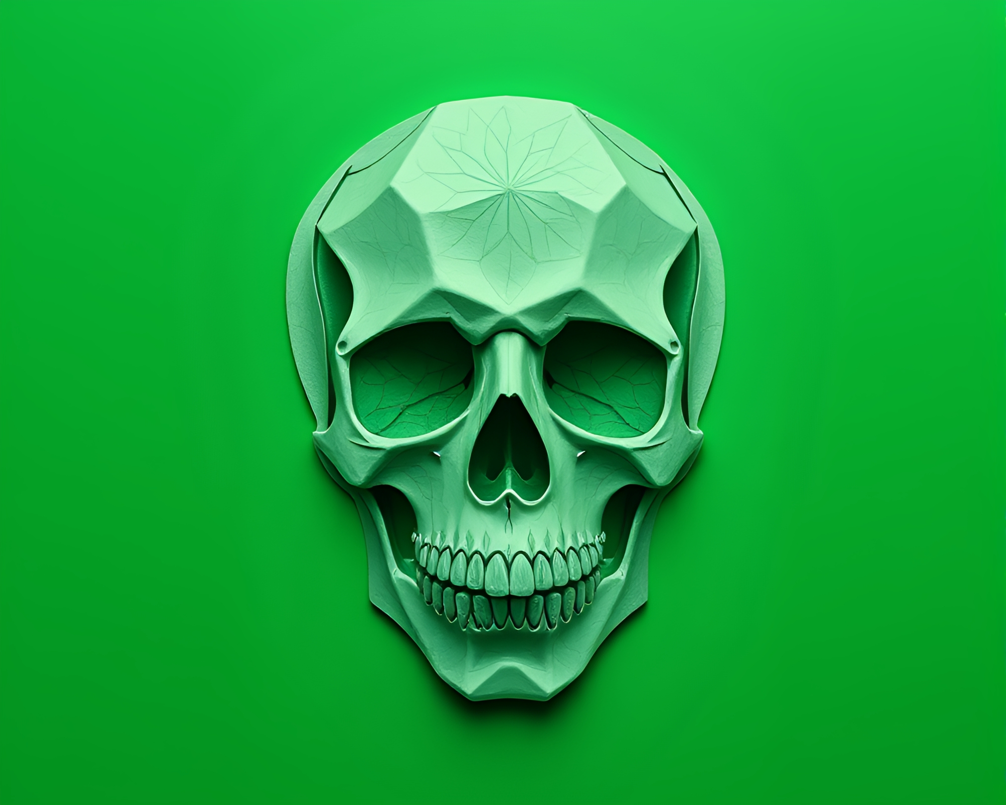 Emerald Op Art Crystal Skull Composition – free AI stock image
