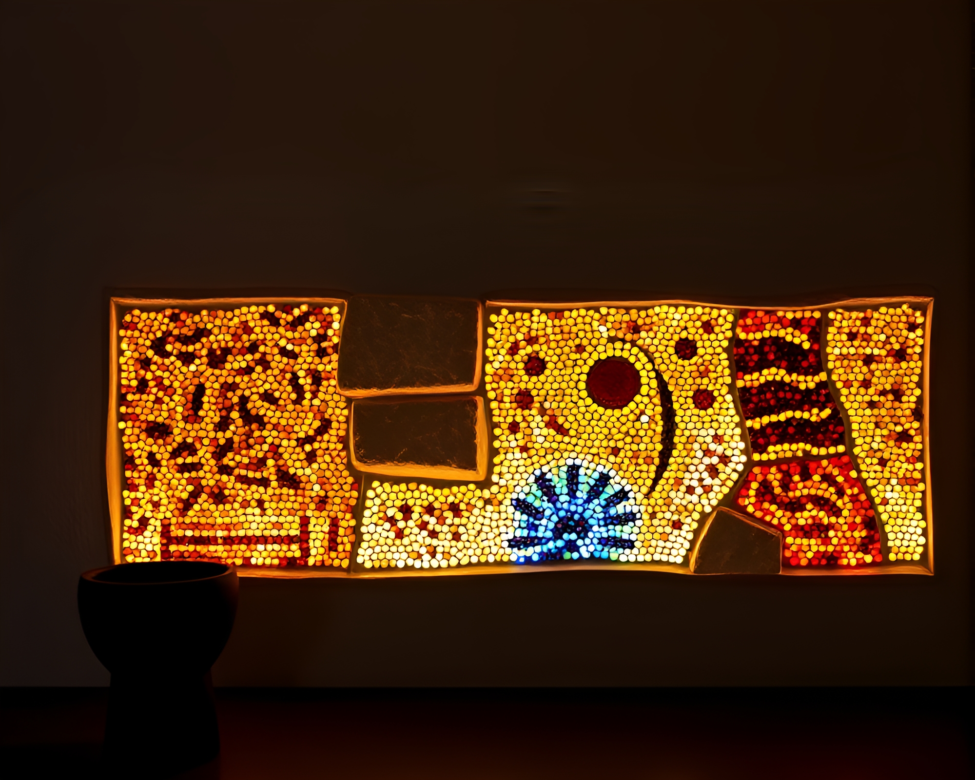 Majestic Monolith: Mosaic Beadwork Illumination – free AI stock image