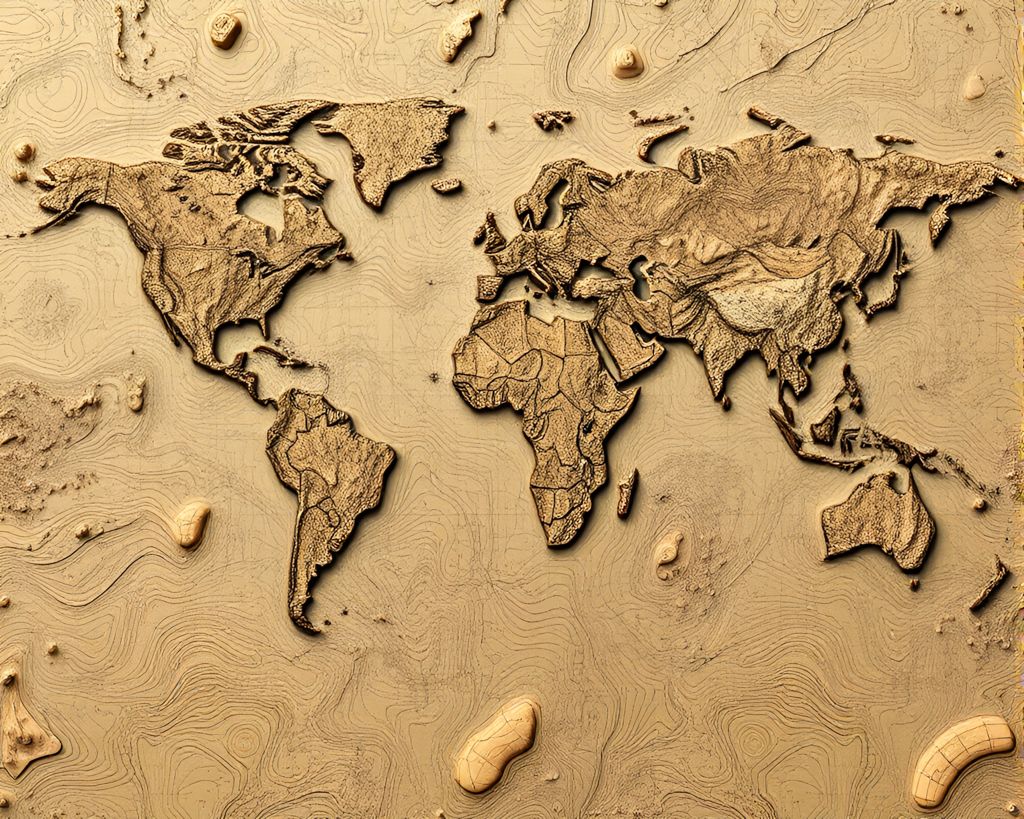Satellite Data Visualization in Wood Grain Style – free AI stock image