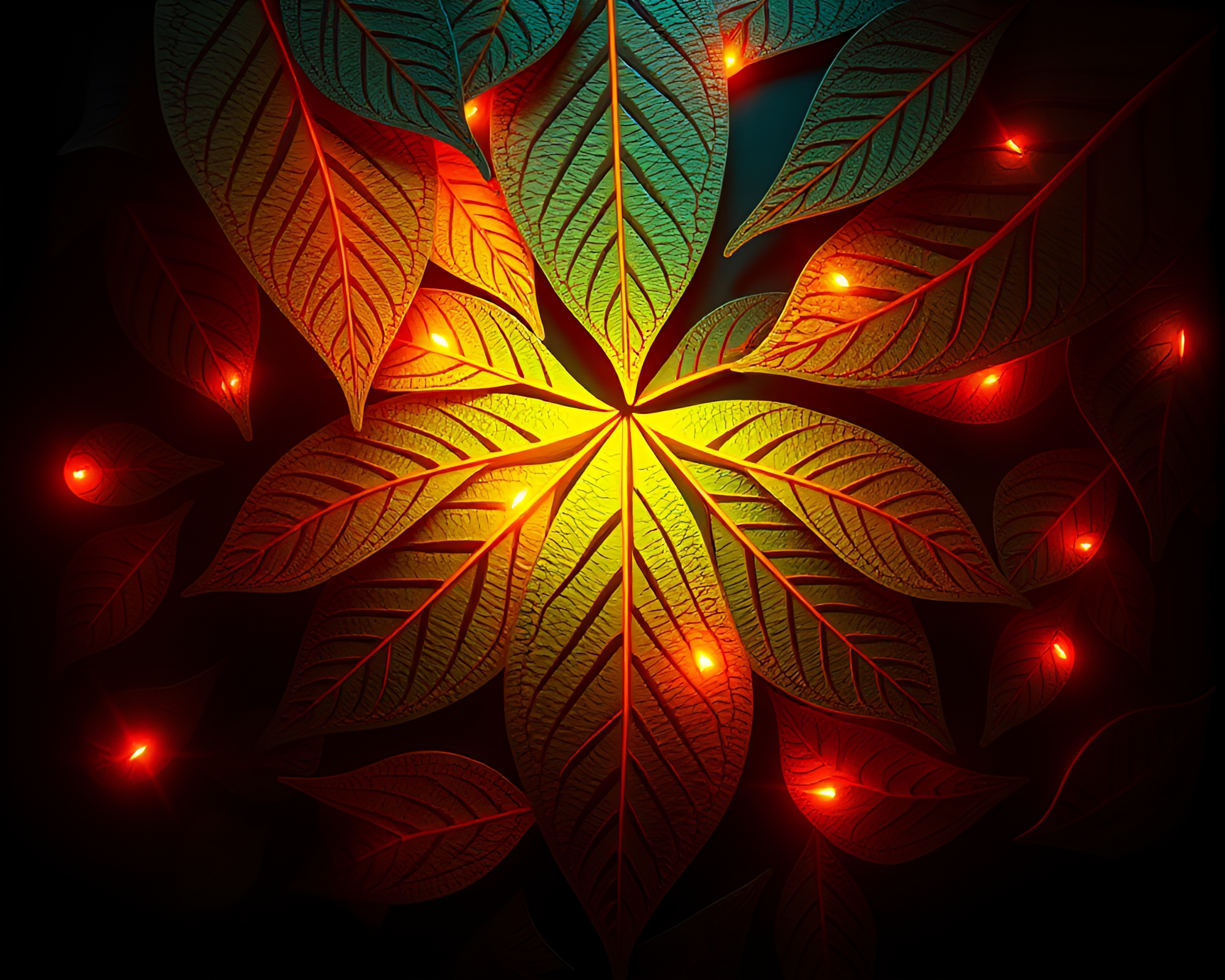 Enchanting Magic Circle with Intricate Leaf Vein Pattern – free AI stock image