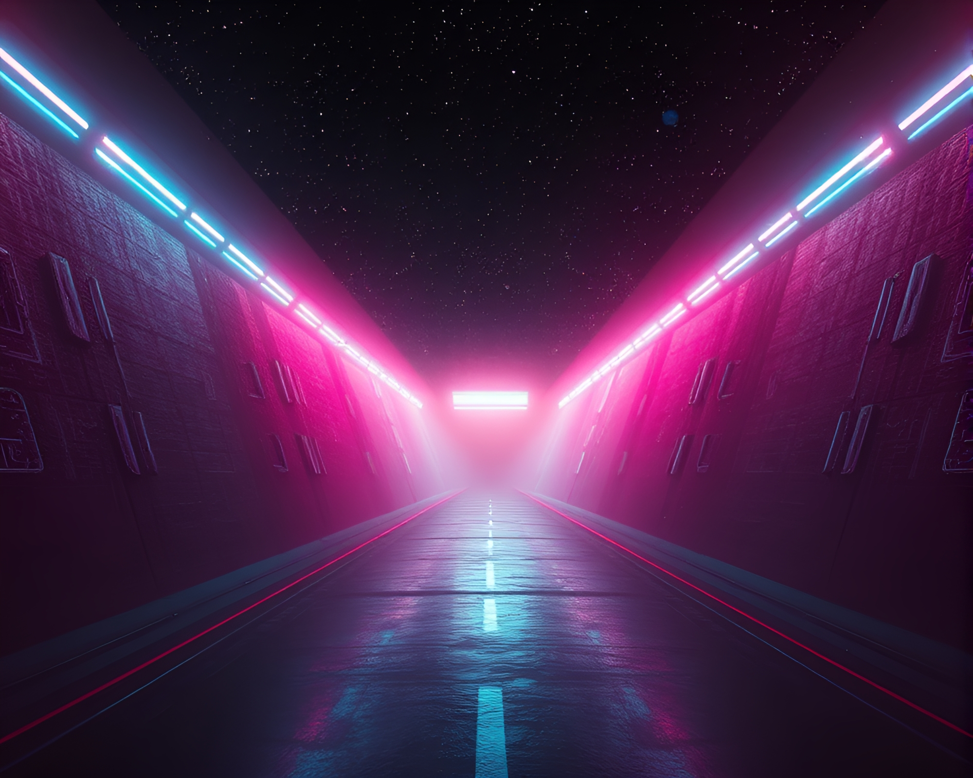 Retrowave Parallel Universe with Theatrical Lighting – free AI stock image