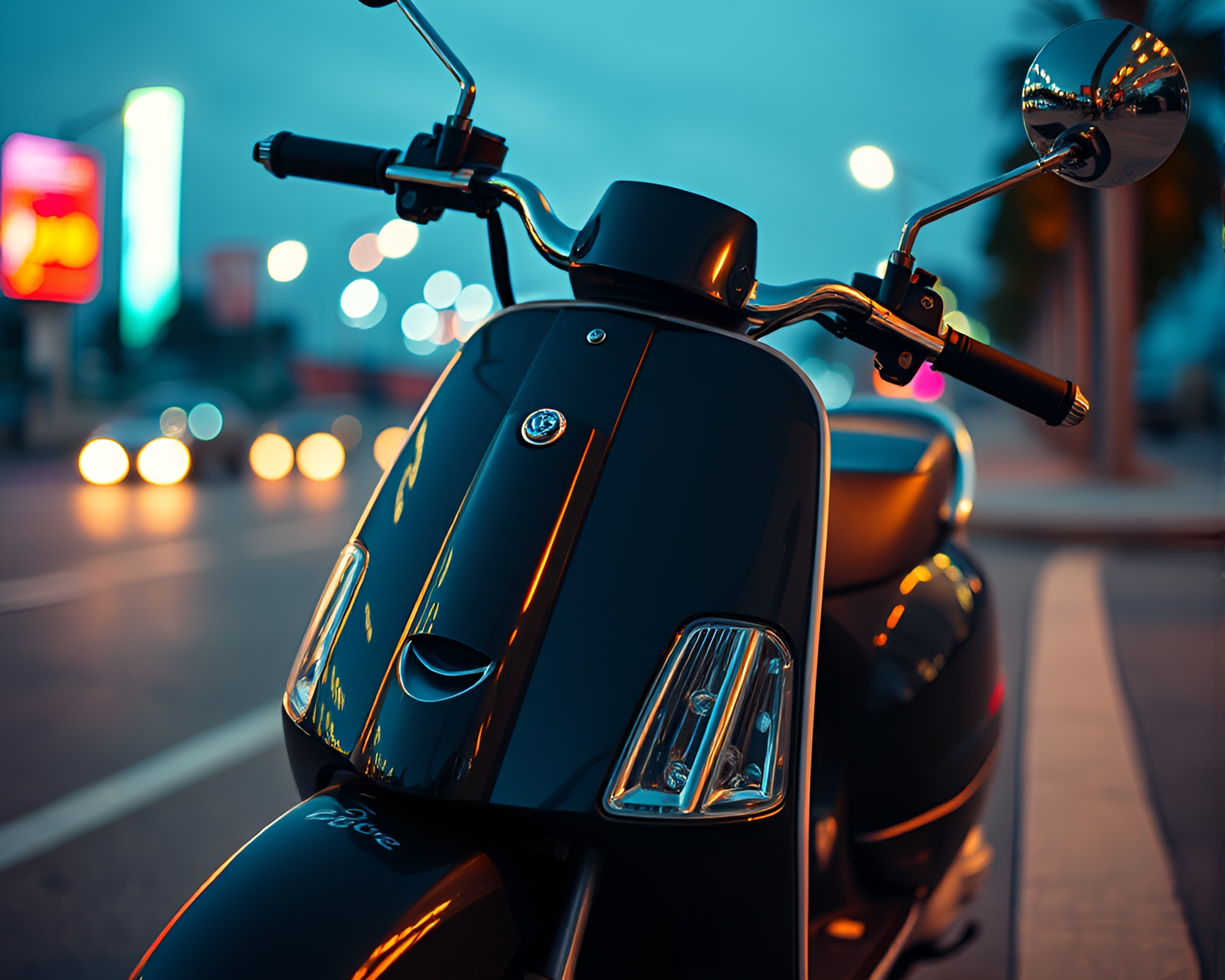 Utopian Electric Scooter Macro Detail in Retro Colors – free AI stock image