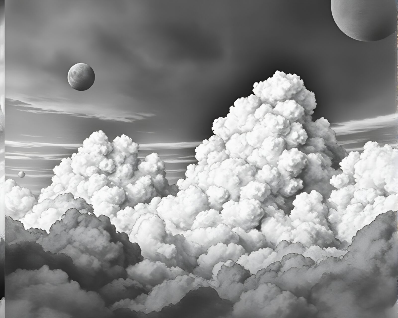 Charcoal black skies with futuristic cloud formations overlay