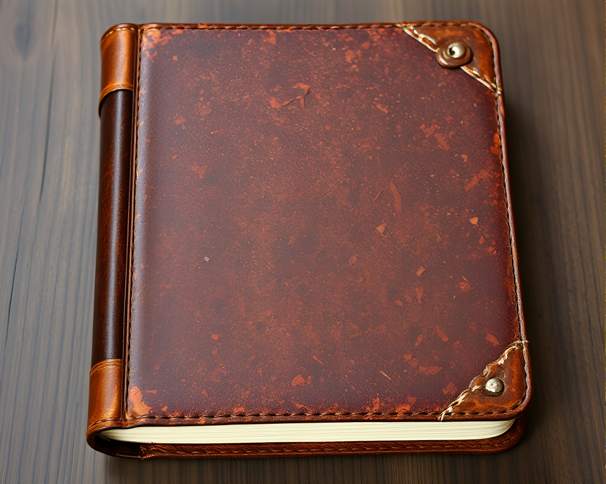 Rust Flake Textured Leather-bound Diary with Glossy Highlights – free AI stock image
