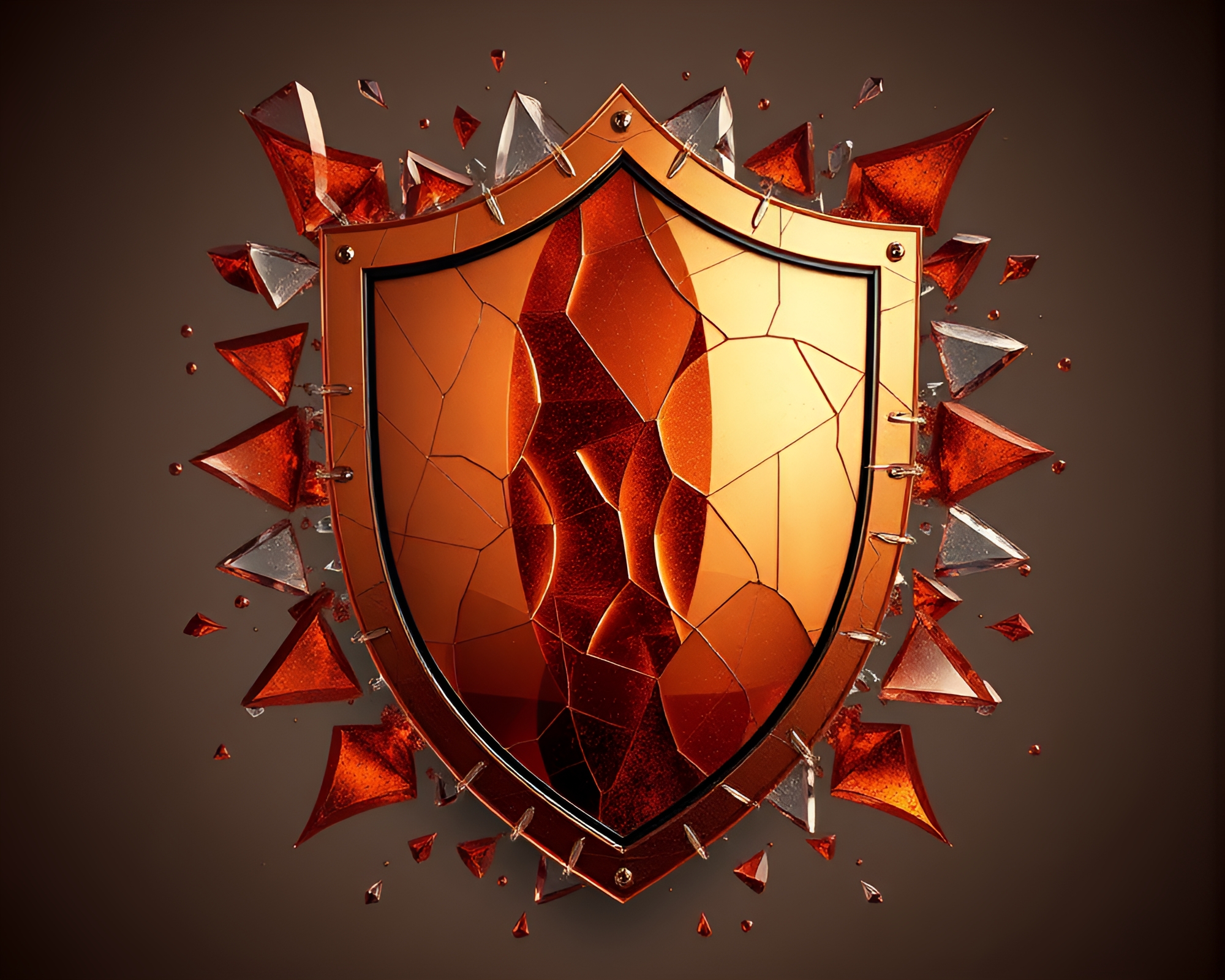 Fractal Shield of Copper Glass Shards – free AI stock image