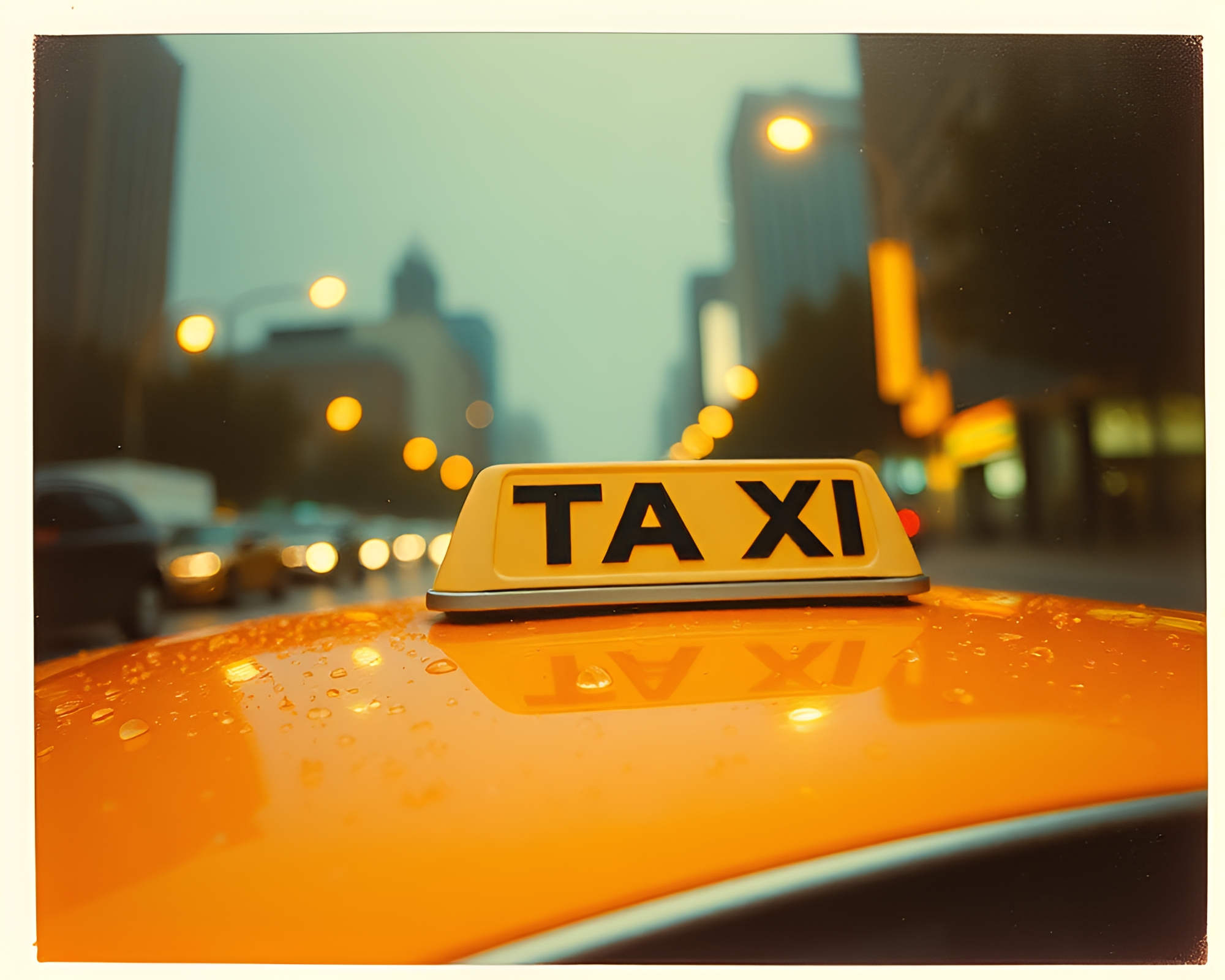 Dew-Covered Hover Taxi in Serene Copper Tones – free AI stock image