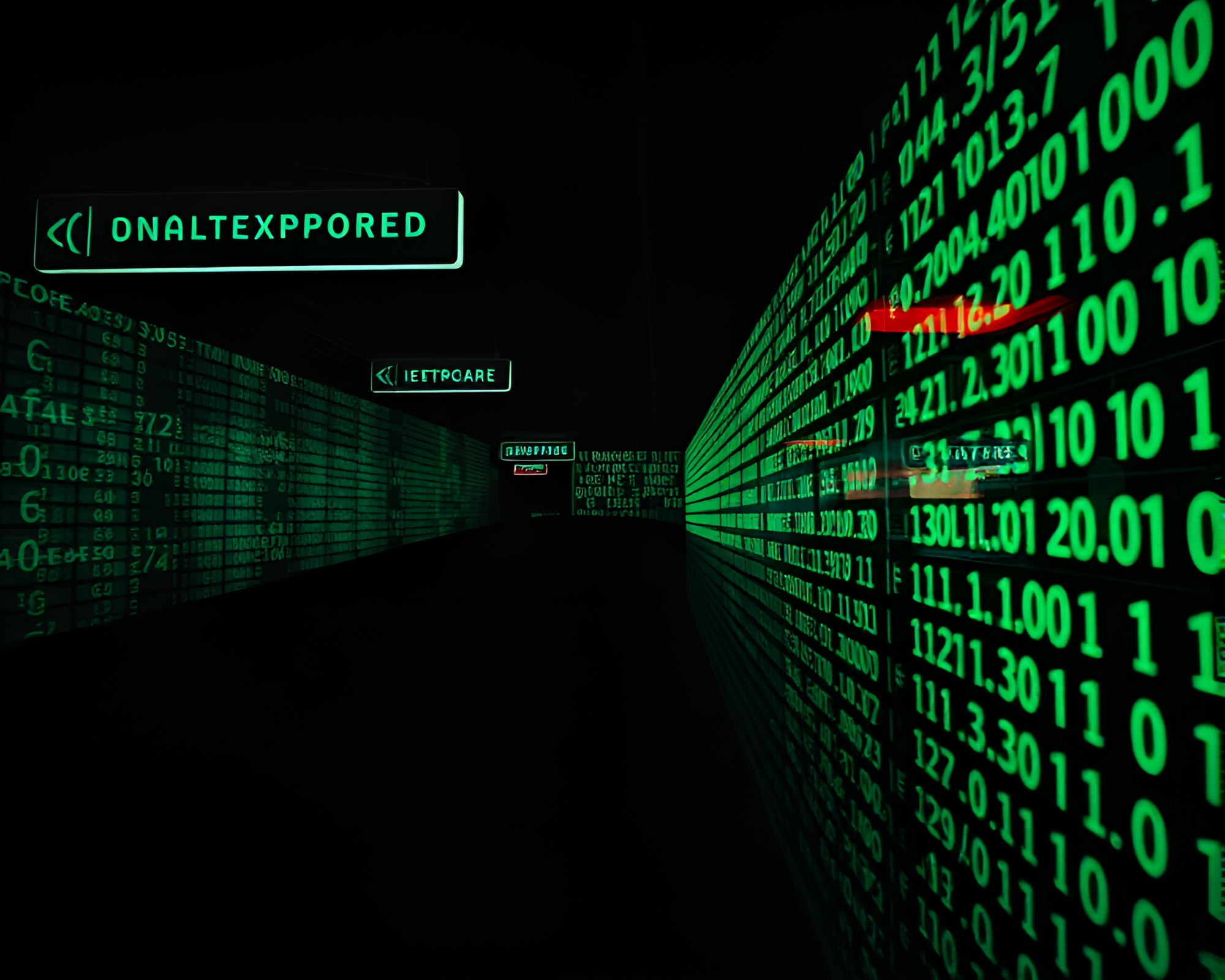 Surreal Binary Code Landscape in Dutch angle – free AI stock image