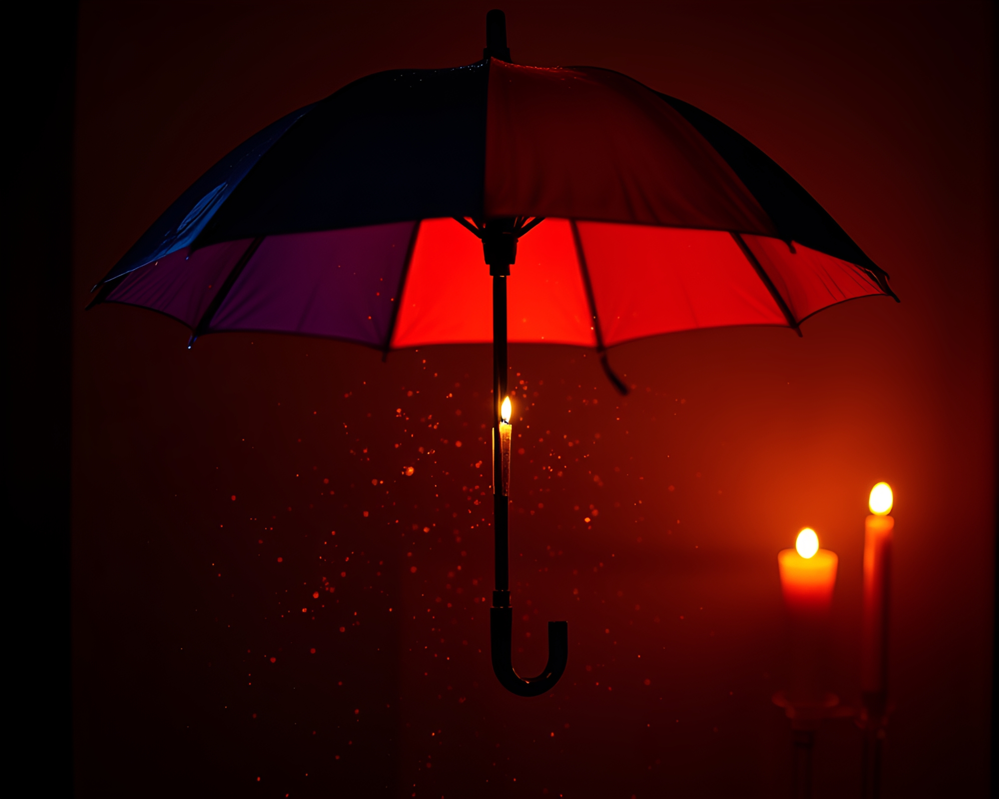 Vivid Umbrella Studio Shot in Candlelit Ambiance – free AI stock image