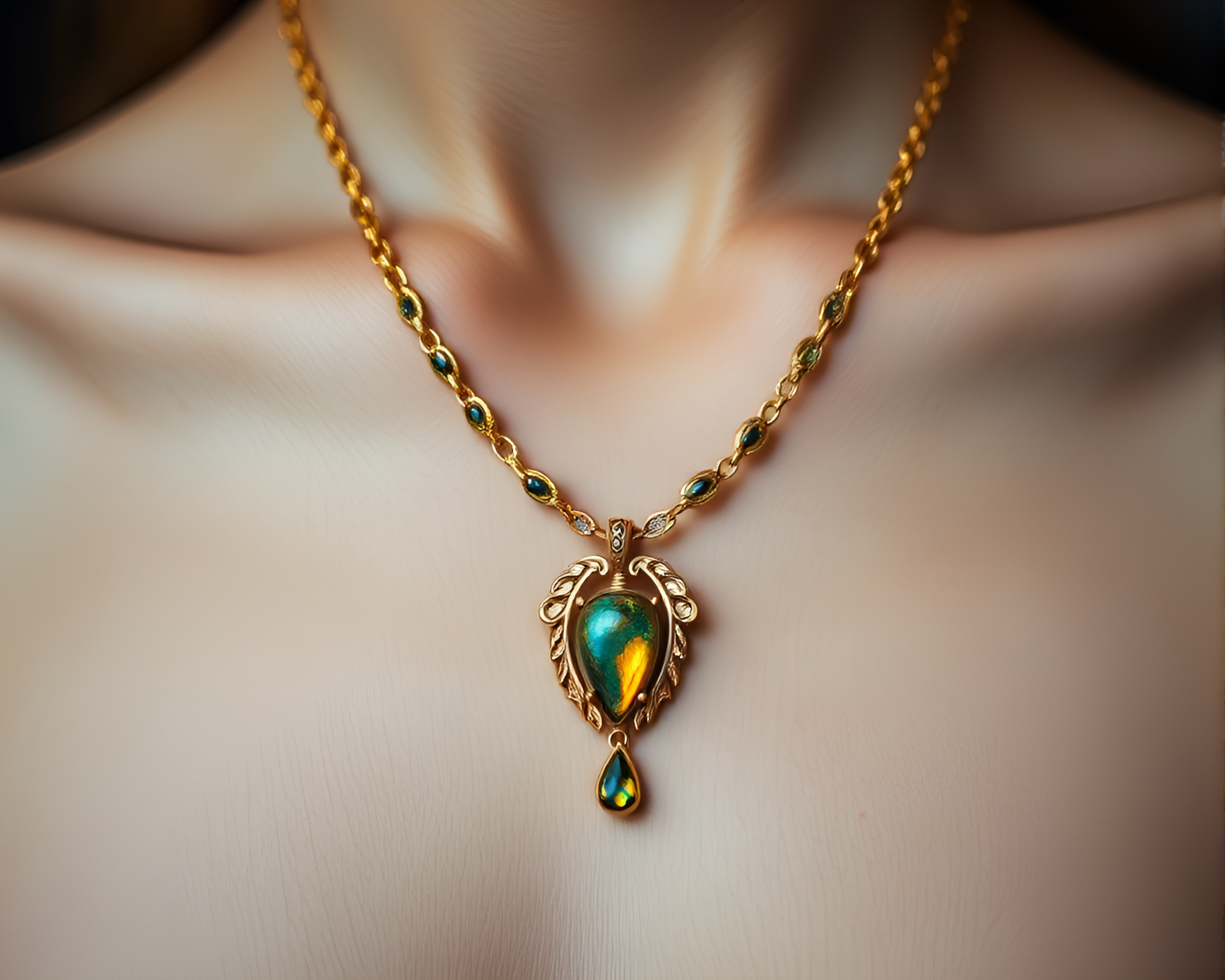 Savannah Golds: Vibrant Aberration Necklace Tempered Painting – free AI stock image