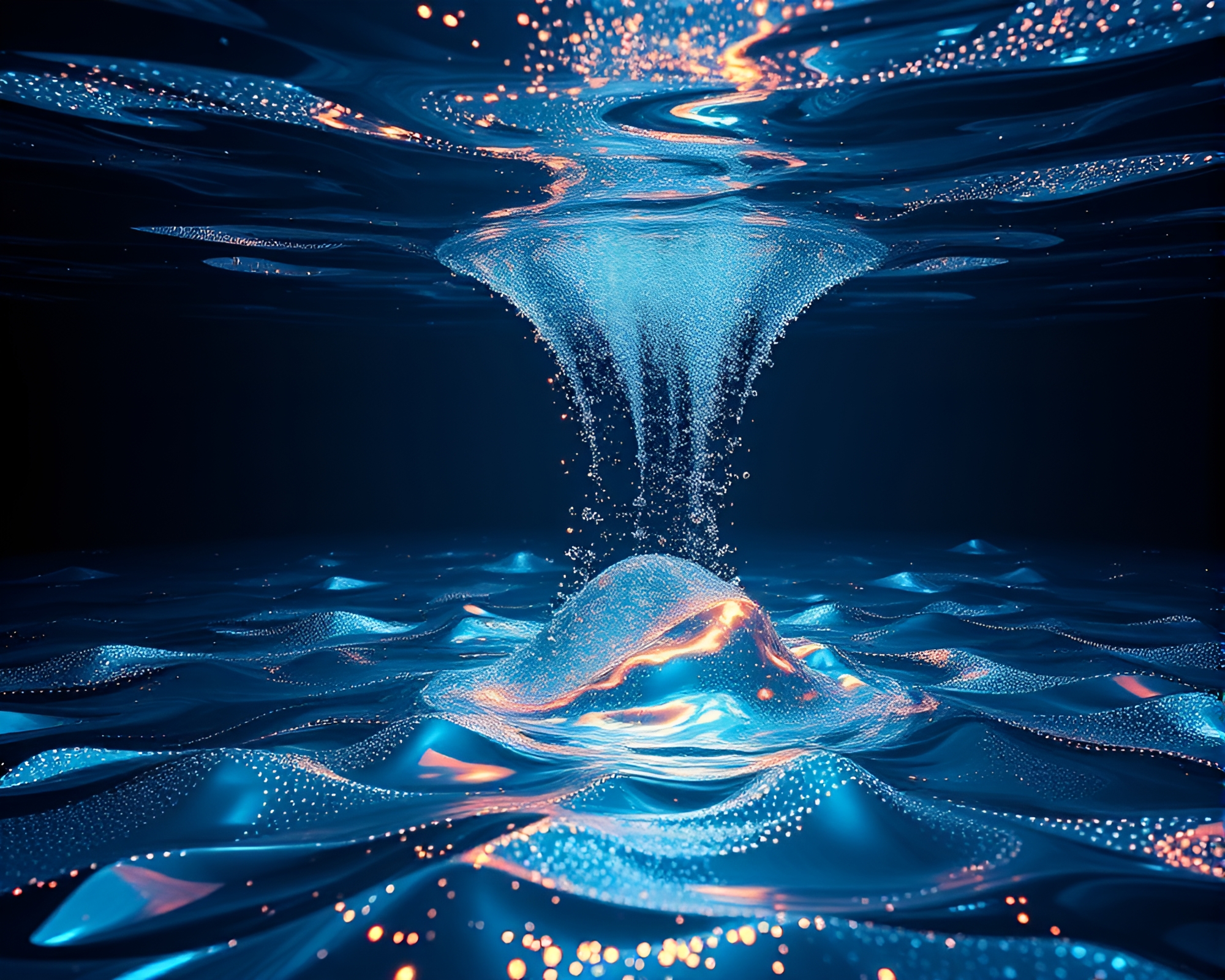 Submersible Robotics in Metallic Scan Lines Fluid Simulation – free AI stock image