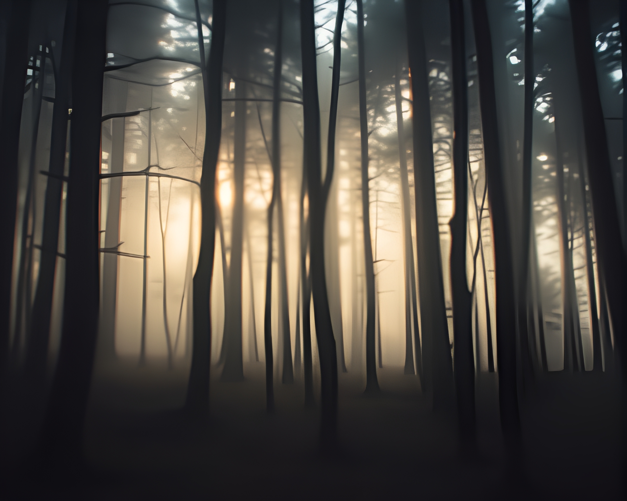 Enchanted Forest in Digital Twilight: Frame Within Frame – free AI stock image