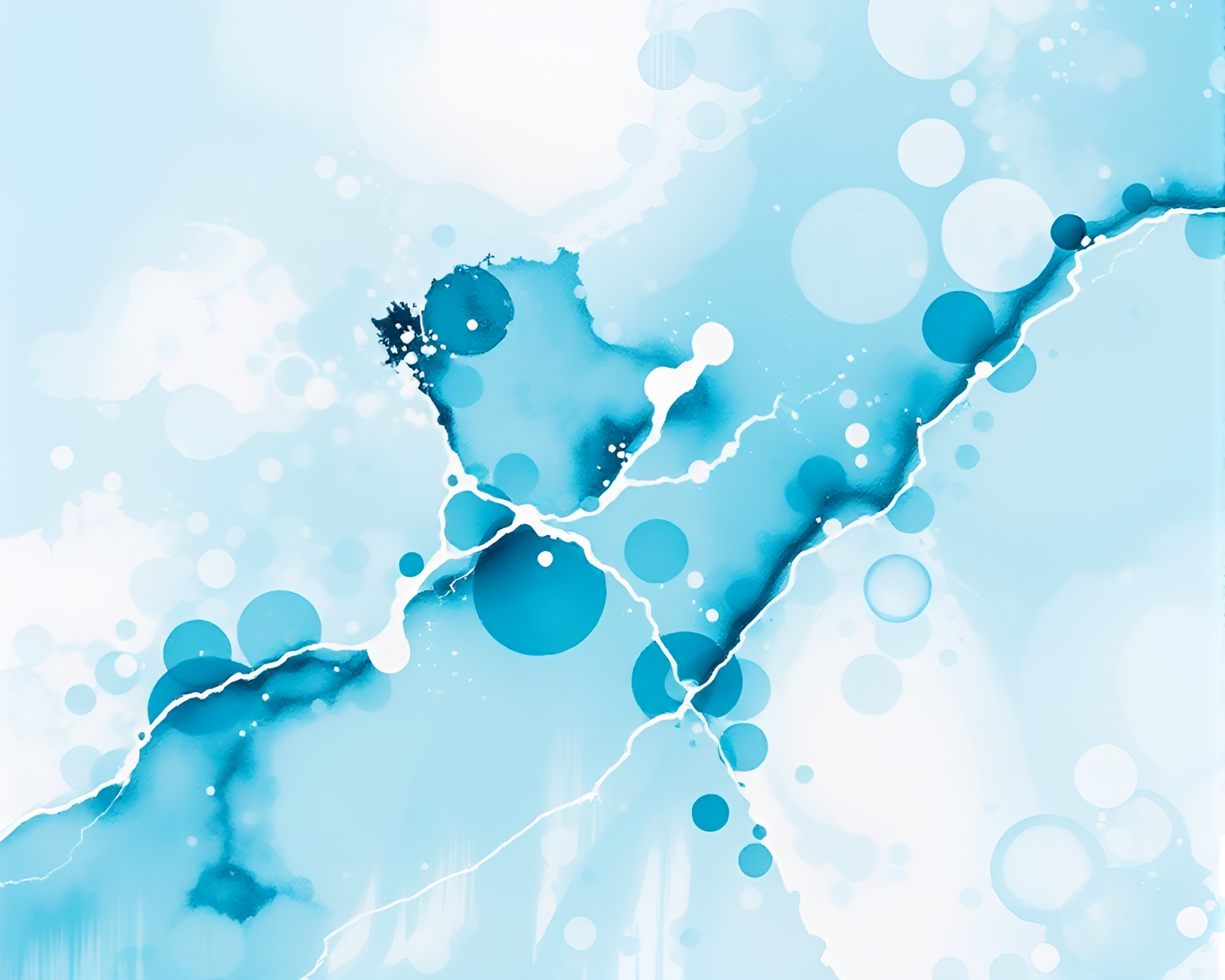 Turquoise Glacier Fractal with Acrylic Spatters – free AI stock image