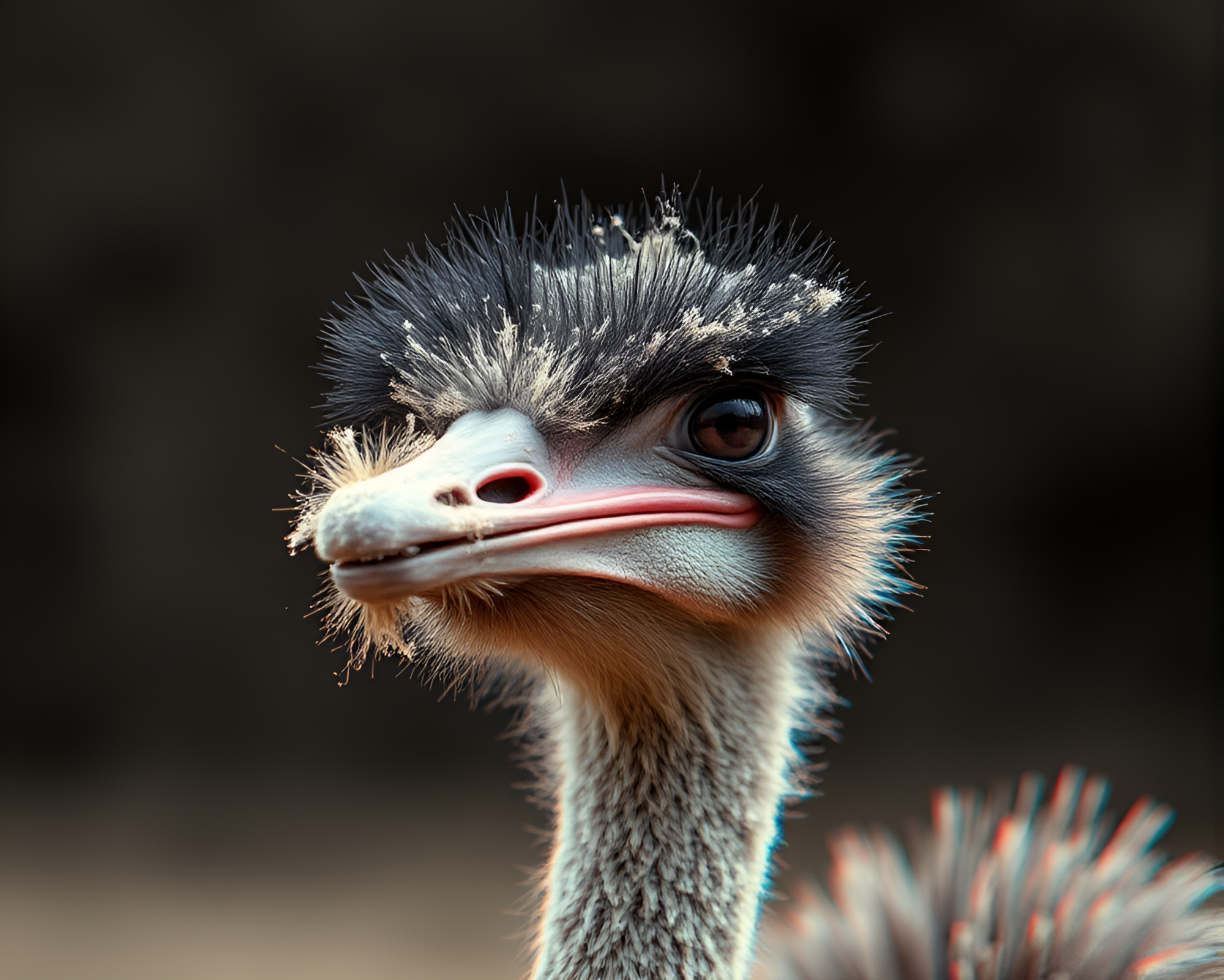 Majestic Ostrich Amid Dusty Anaglyph 3D Landscape – free AI stock image