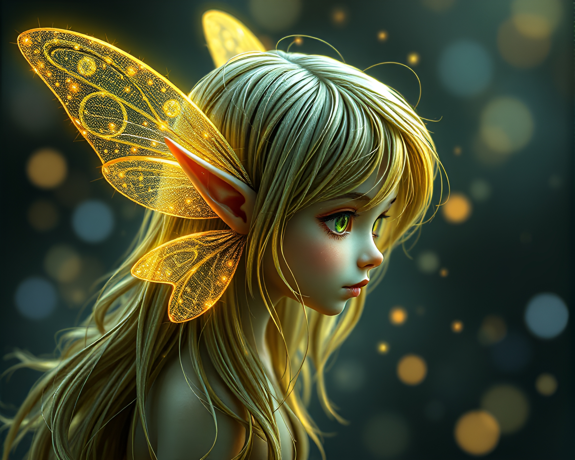 Enchanting Elf Hair Illuminated by Fireflies Pattern – free AI stock image