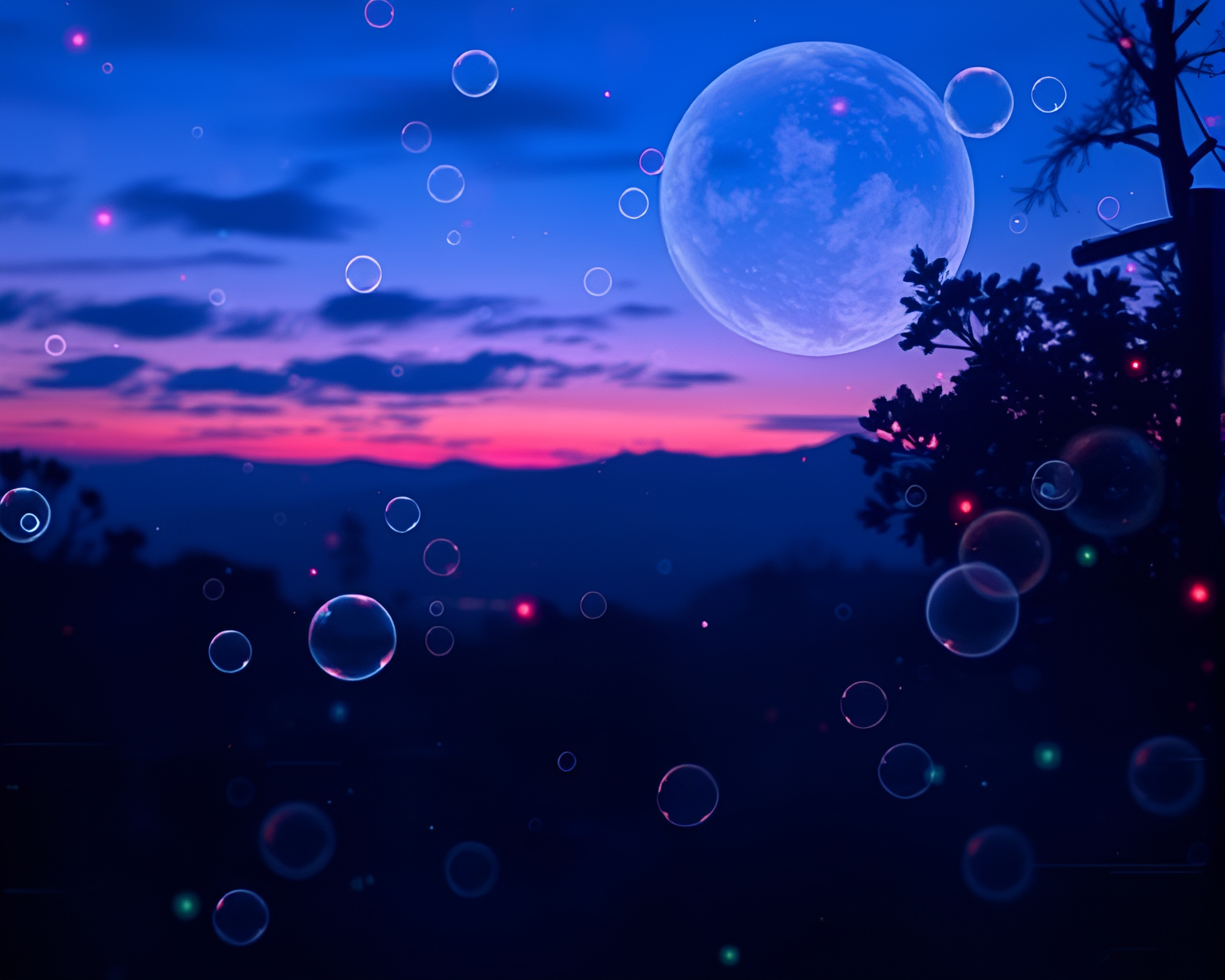 Futuristic Lemur HUD Bubble Clusters at Twilight – free AI stock image