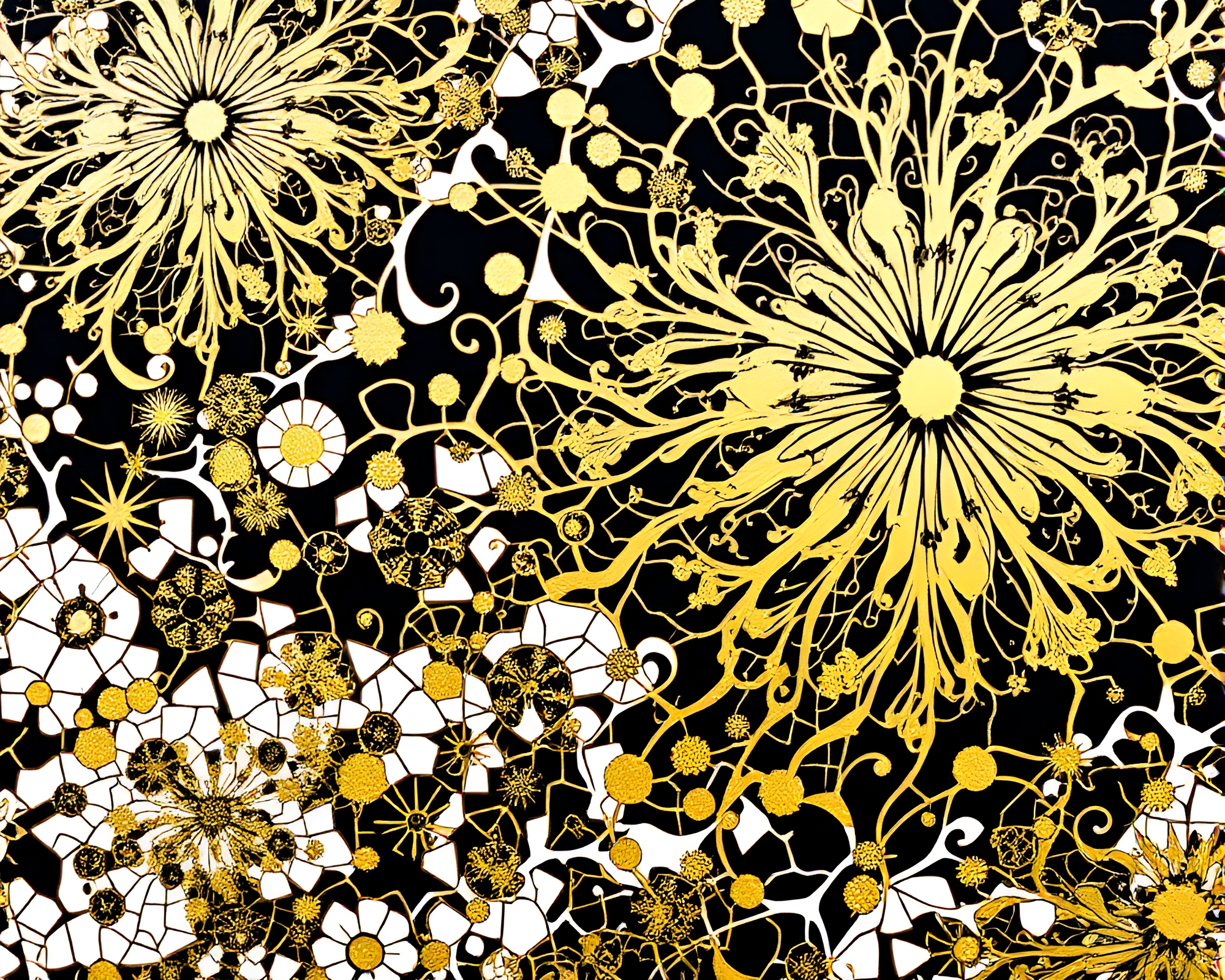 Fractal Gold Foil Linocut Print Masterpiece – free AI stock image
