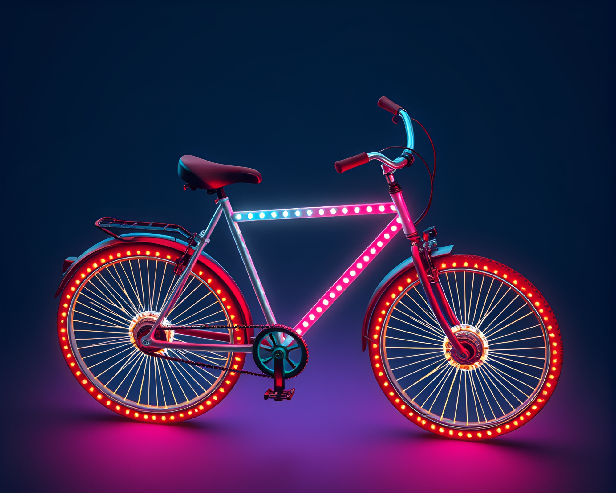 Isometric LED Pixel Bicycle Compositions – free AI stock image