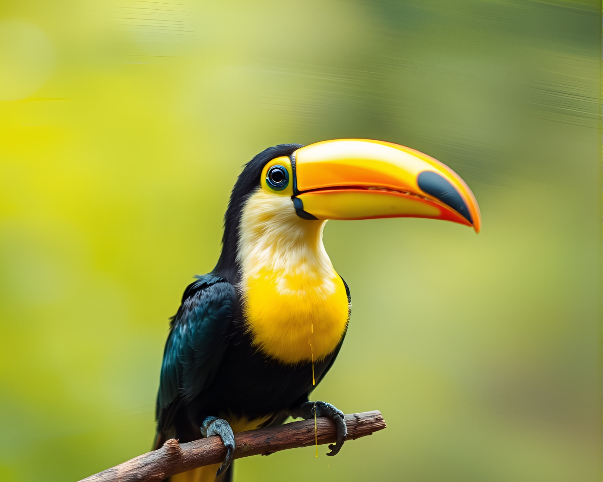 Toucan in Lemon Yellow Zing Pan Motion Blur – free AI stock image
