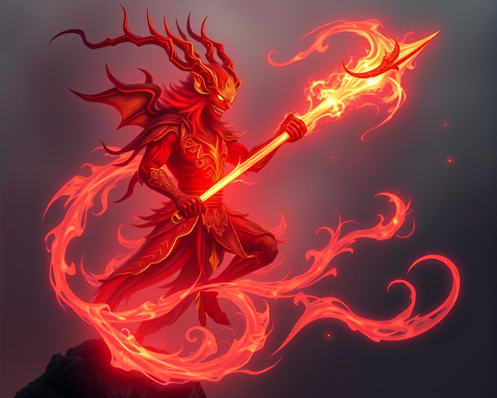 Dynamic angle image of a Djinn in peachy glow