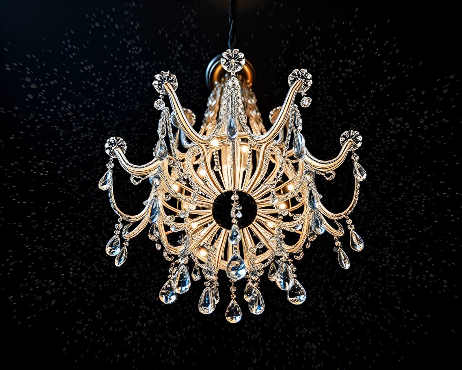 Mesmerizing crystal chandelier with intricate geometric shadows