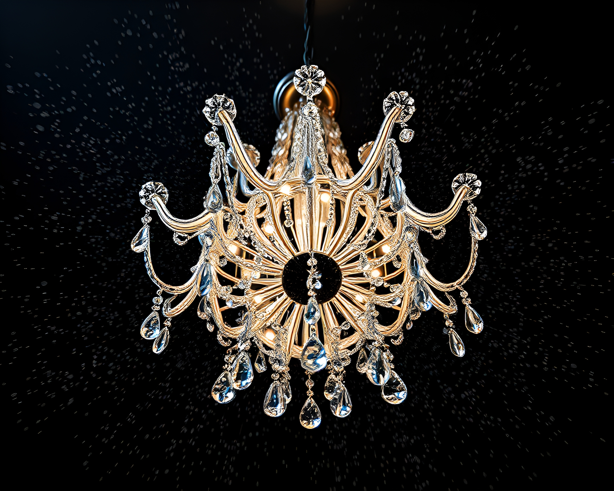 Ethereal Crystal Chandelier in Geometric Patterns – free AI stock image