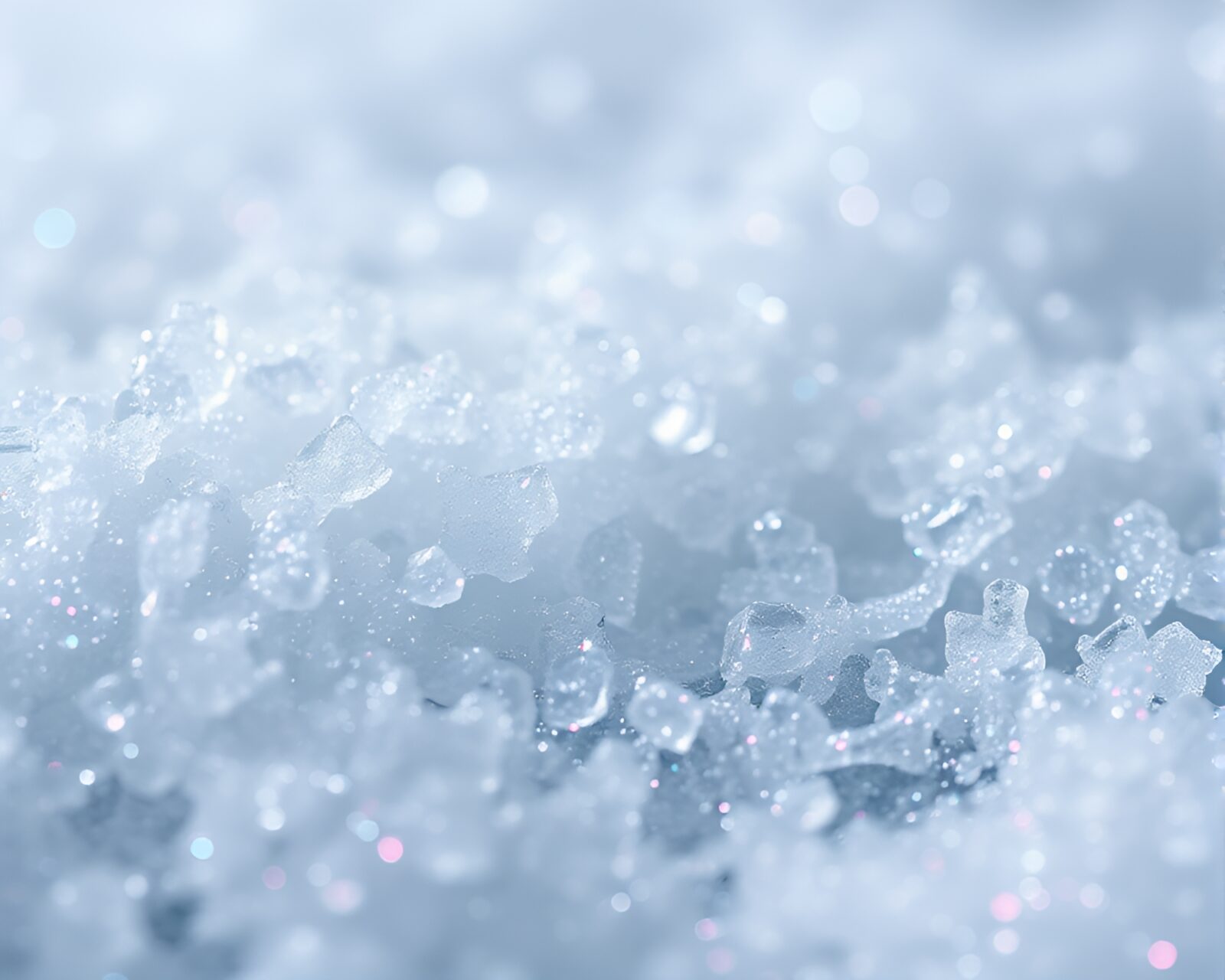 Ethereal ice crystals with shimmering glitter dust in oil painting style