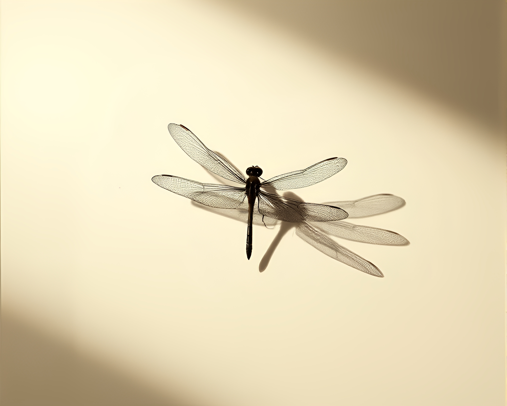 Dragonfly Minimalist Screen Print with Bold Shadows – free AI stock image