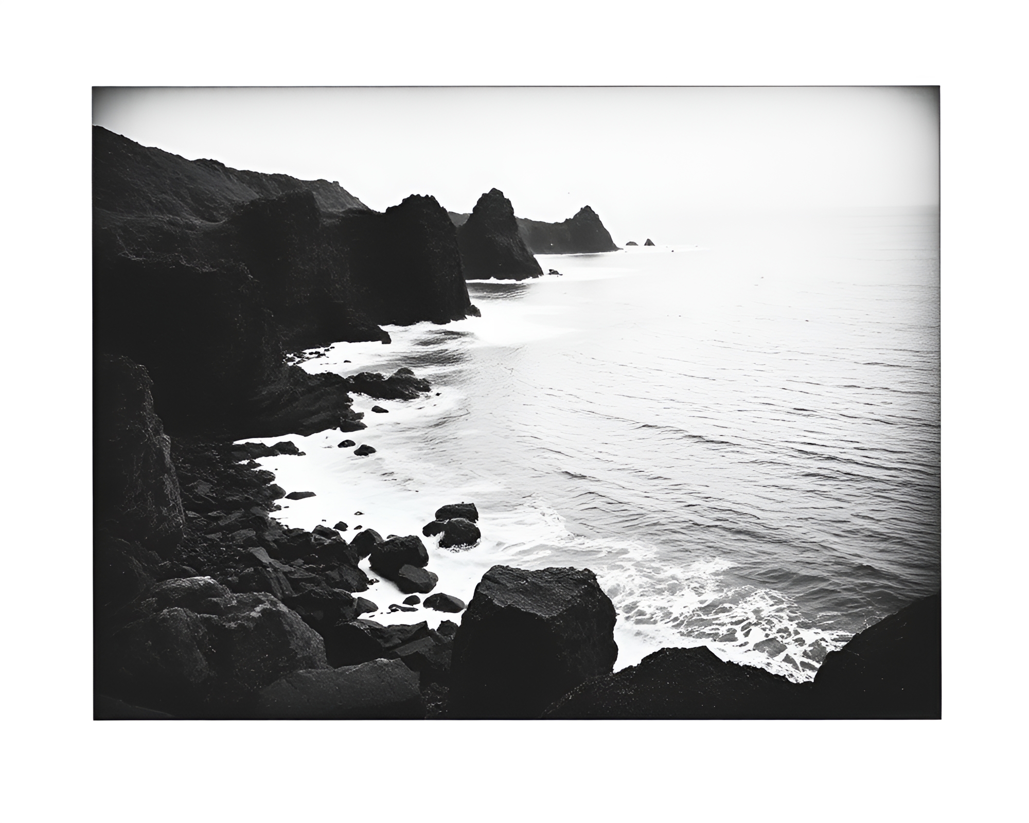 Rocky Coastline Etched in Noir – free AI stock image