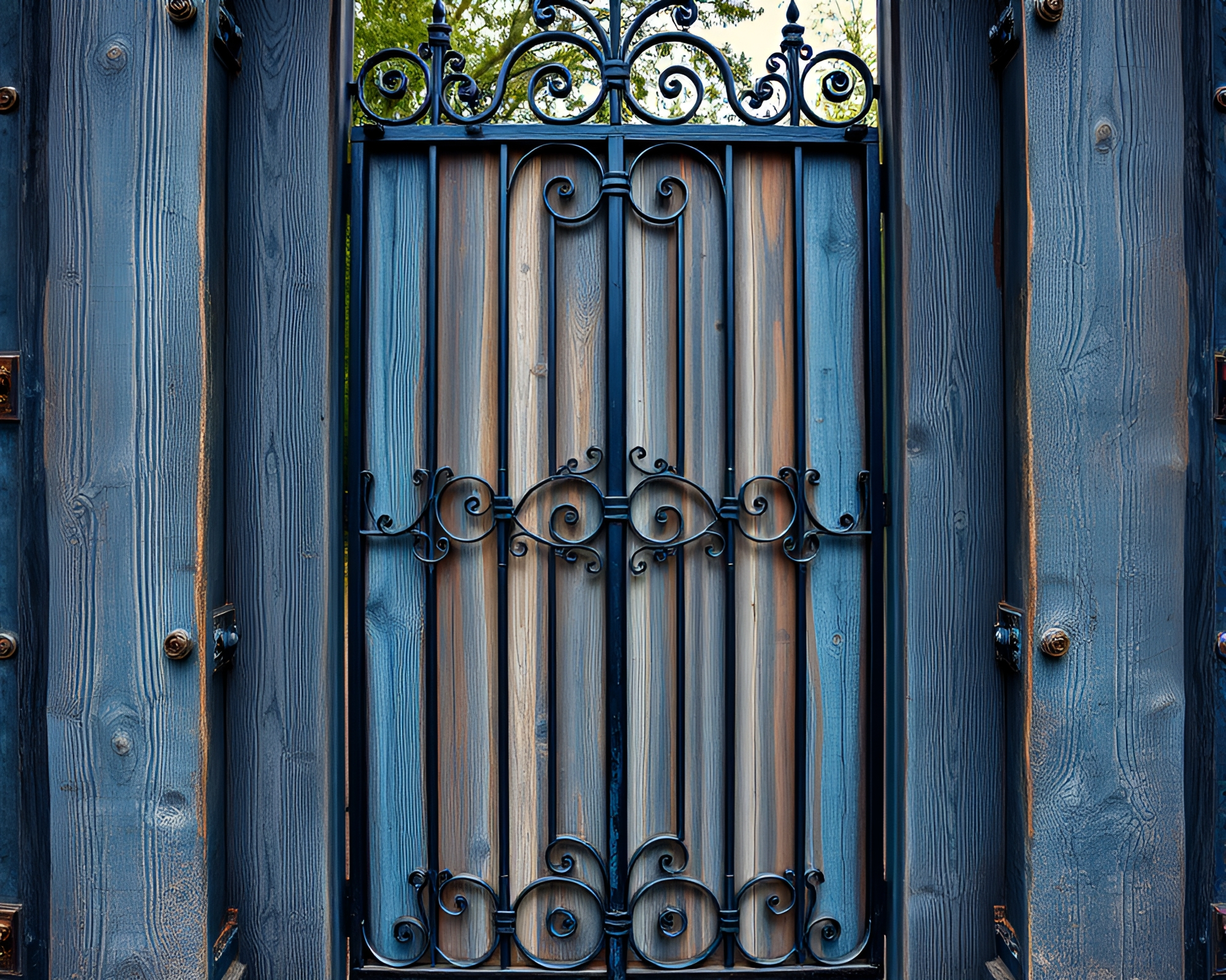 Arctic Blue Wrought Iron Gate HDR Photography – free AI stock image
