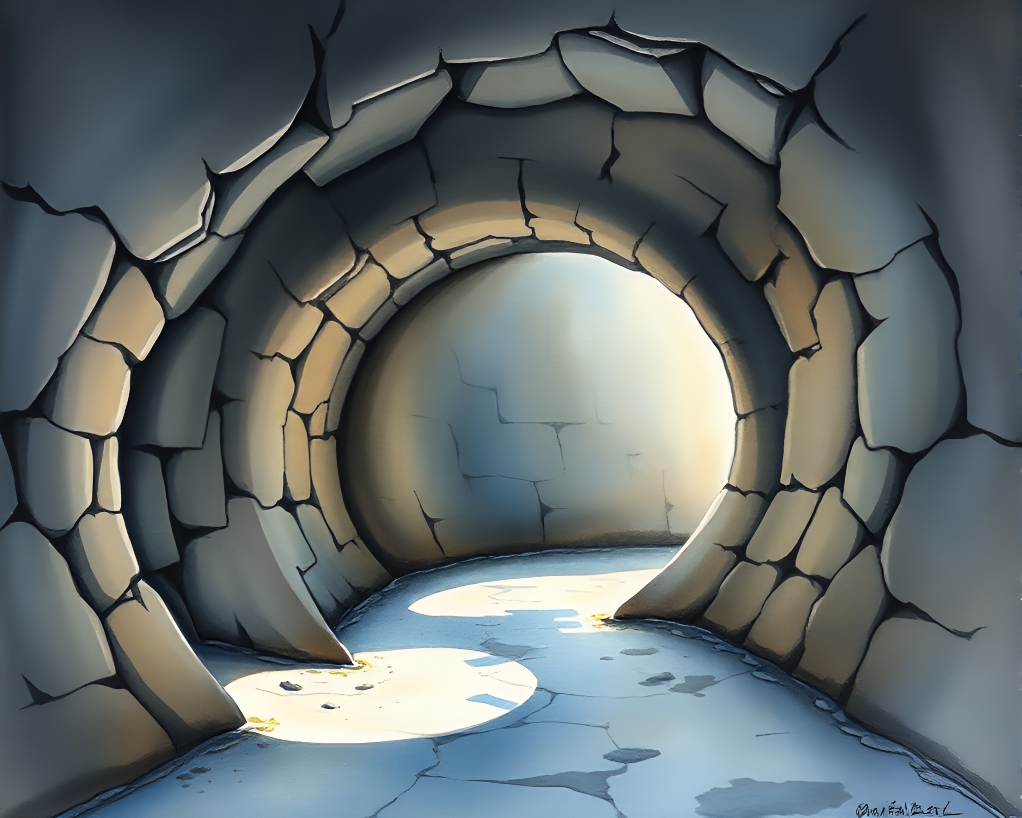 Spiral Bunker: Watercolor Underground Escape – free AI stock image