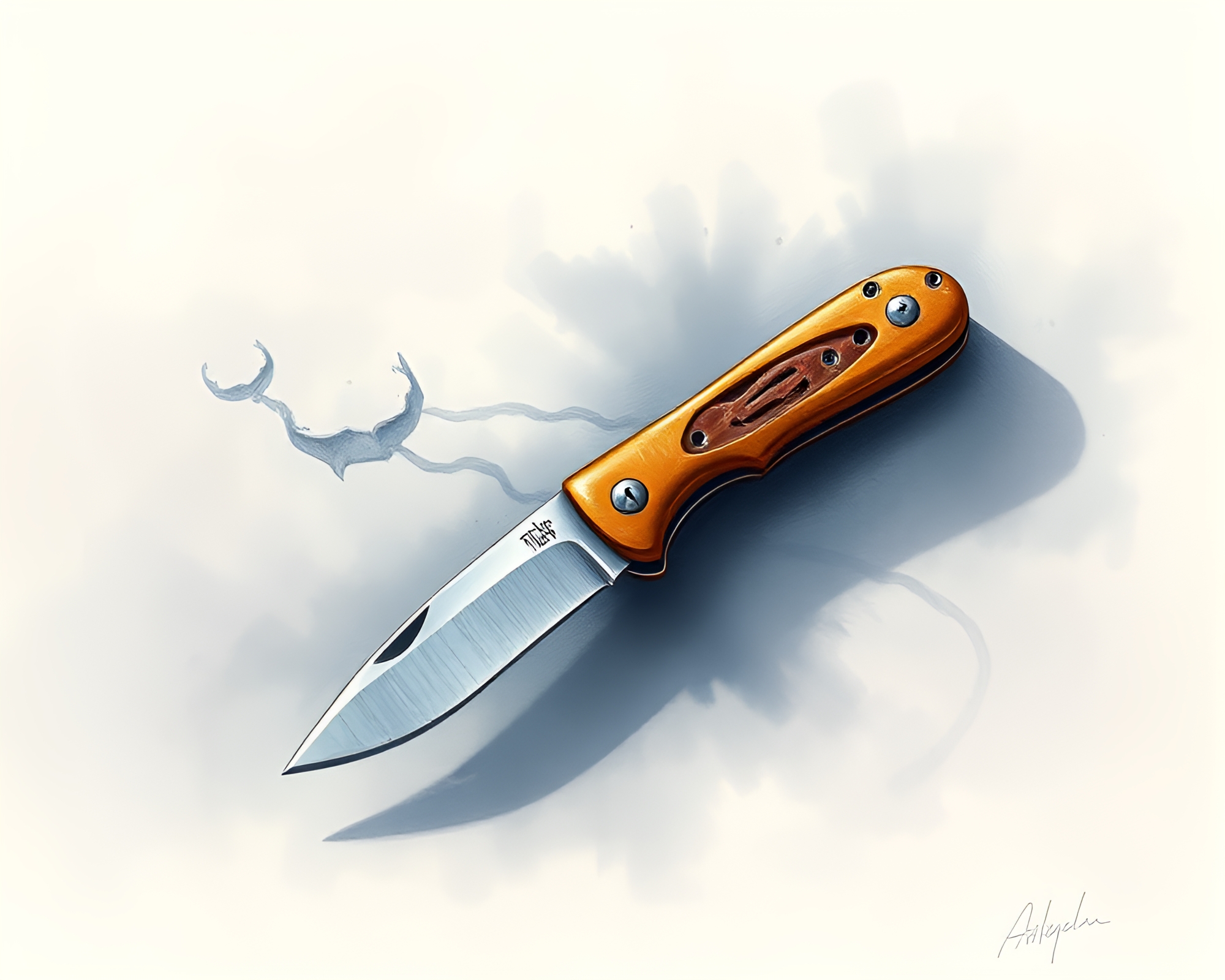 Rusty Pocketknife in Pastel Vortex Twist – free AI stock image