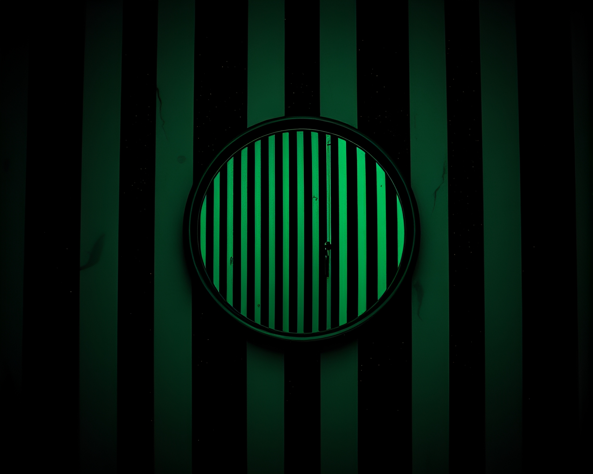 Eerie Haunted Mirror with Hyper-Saturated Striped Shadows – free AI stock image