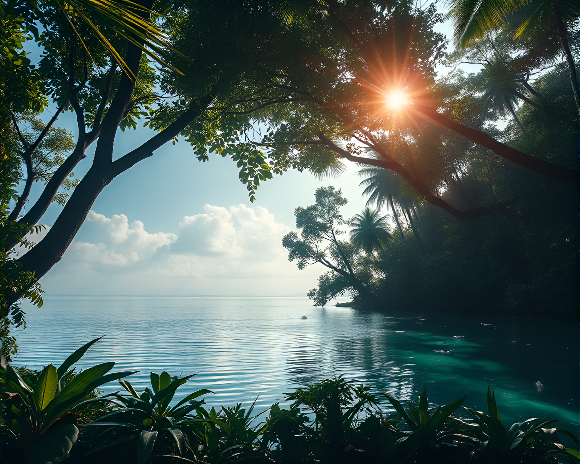 Chromatic Jungle Canopy Essence: Island Subsurface Scattering – free AI stock image