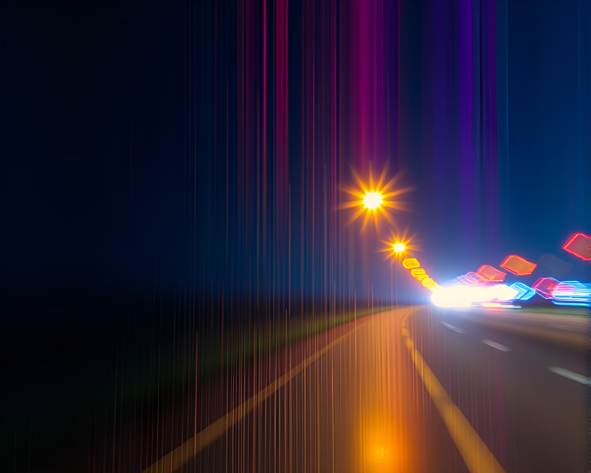 Glitchy Rainbow Spectrum Long Exposure Composition – free AI stock image