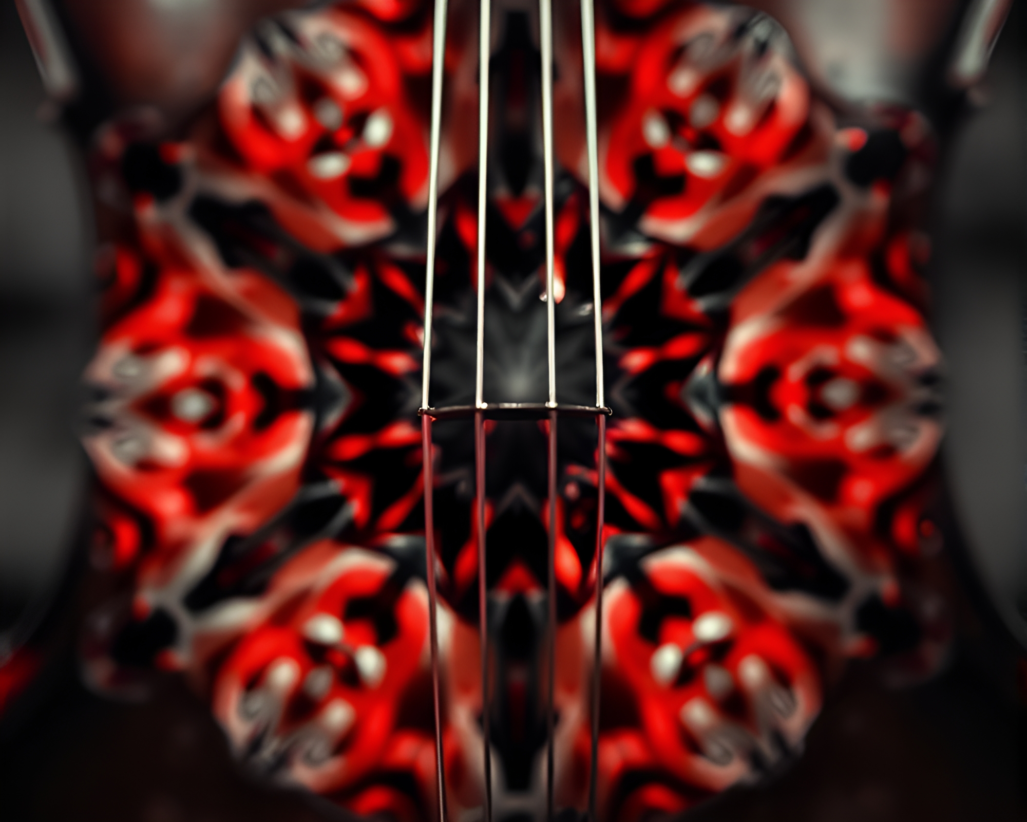 Cello Symphony in Crimson Kaleidoscope – free AI stock image