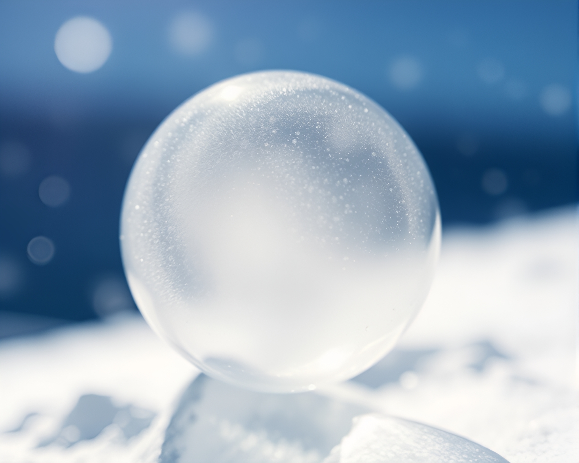 Glass Orb Containing Dust Particles in Antarctic Whiteout – free AI stock image