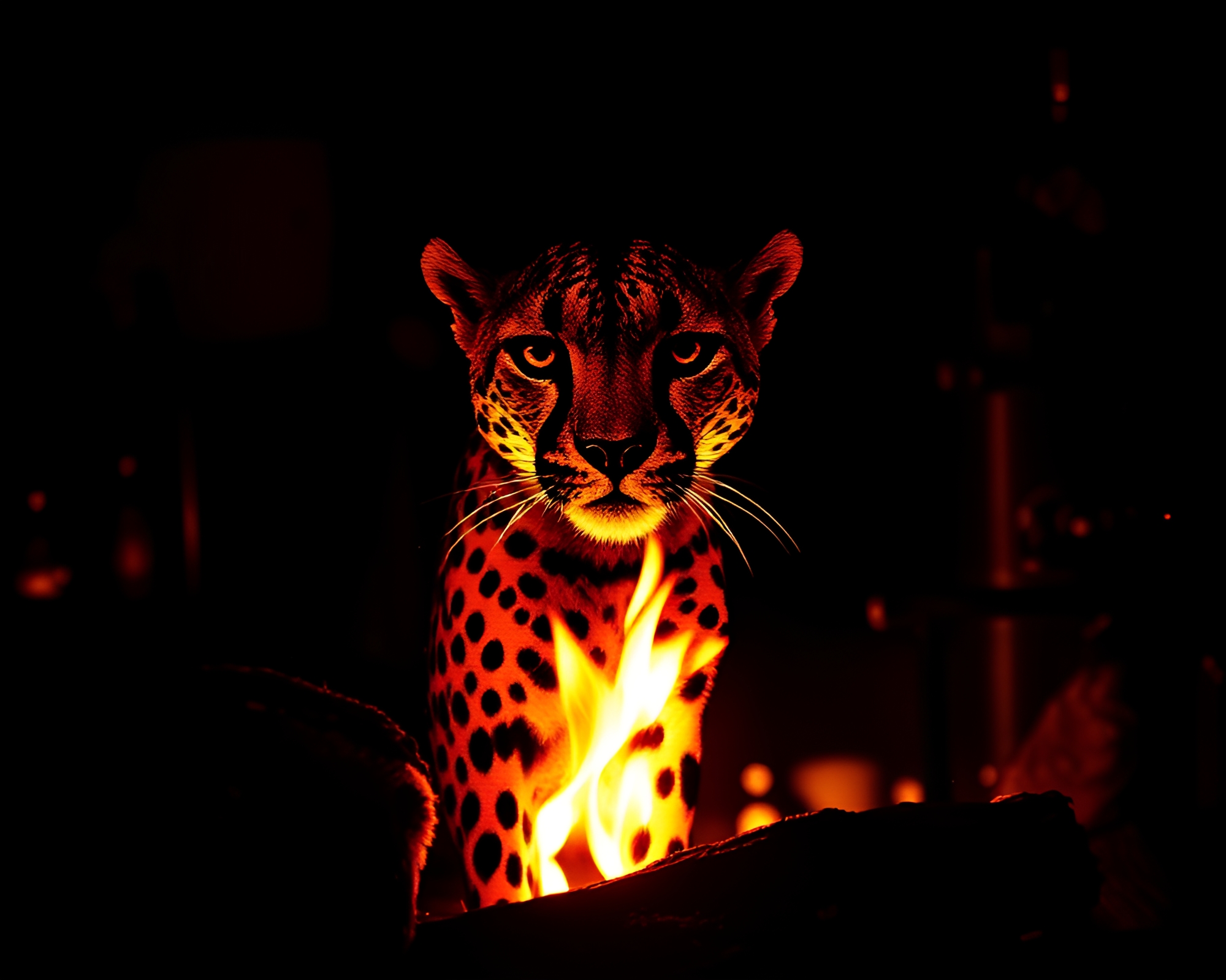 Halftone Grid Cheetah by Fireplace Lens Flare – free AI stock image