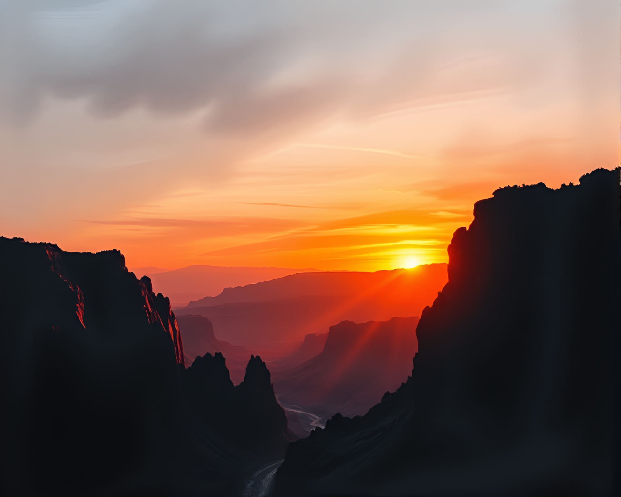 Charcoal Canyon Sunset: Fluid Simulation Art – free AI stock image